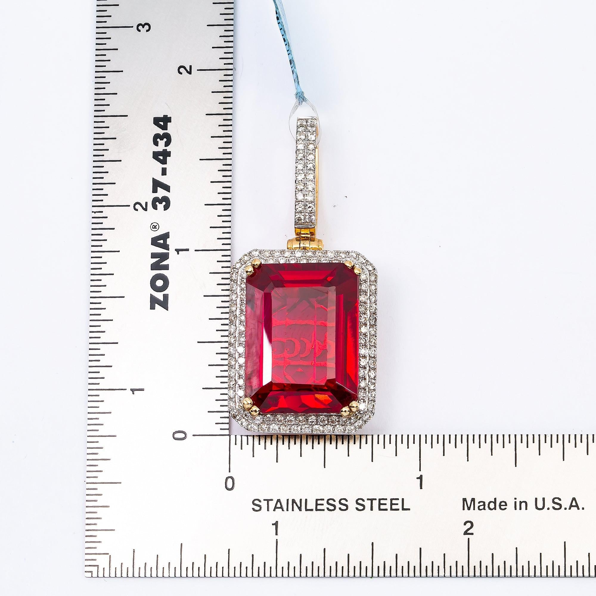 10K YELLOW GOLD RUBY PENDANT WITH 1.15 CT DIAMONDS