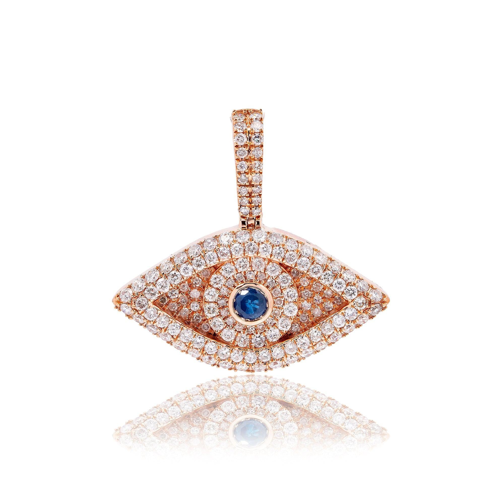 14K Rose Gold Unisex Pendant with 2.00 CT Diamond