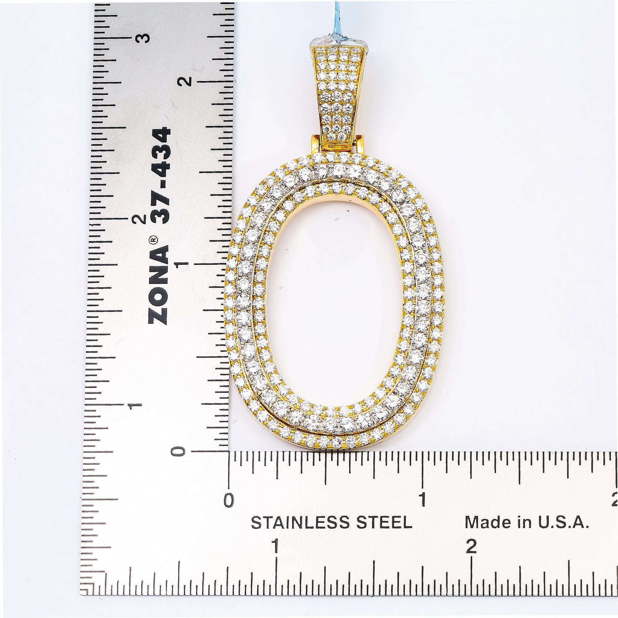 10K YELLOW GOLD LETTER O PENDANT WITH 3.60 CT DIAMONDS