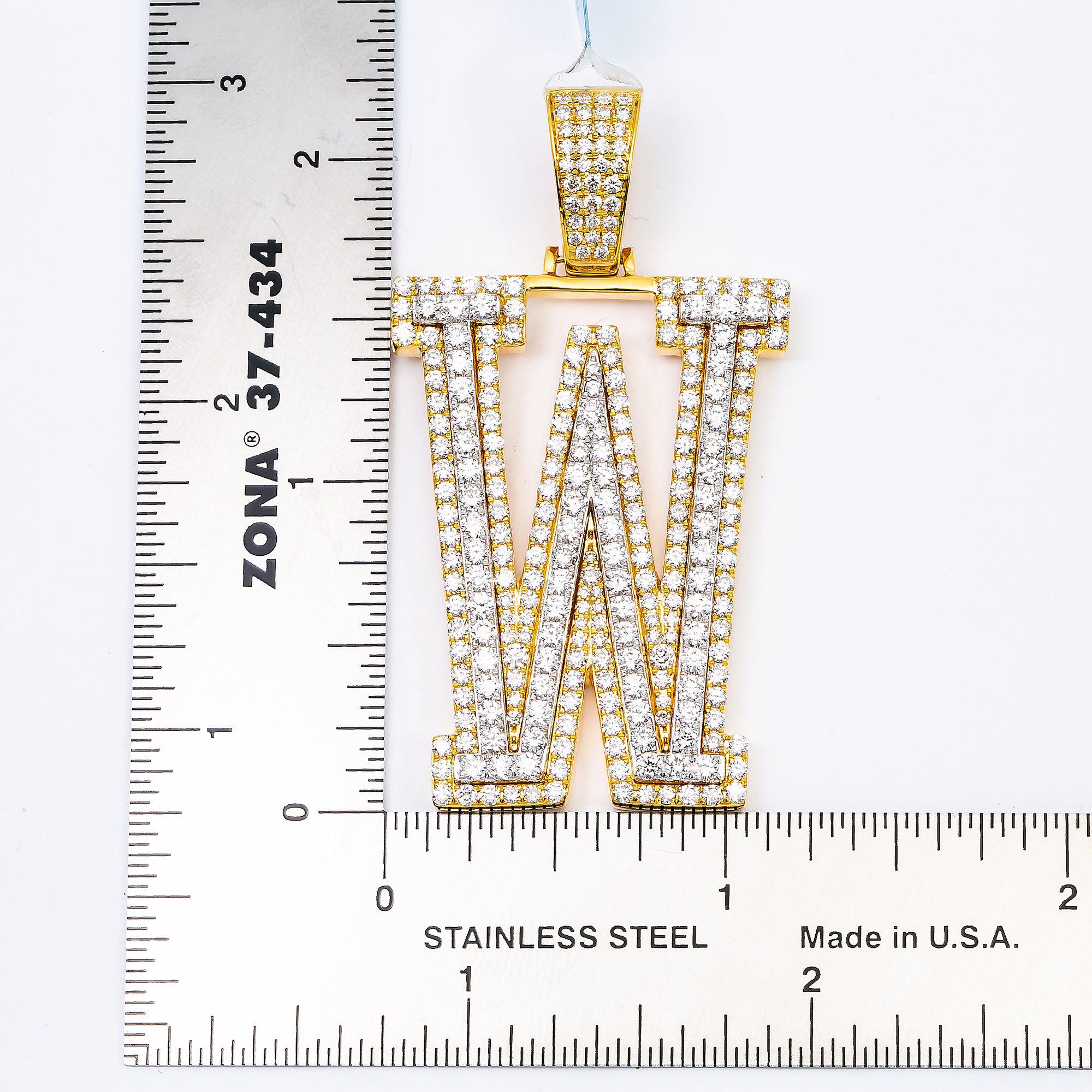 10K YELLOW GOLD LETTER W PENDANT WITH 4.85 CT DIAMONDS