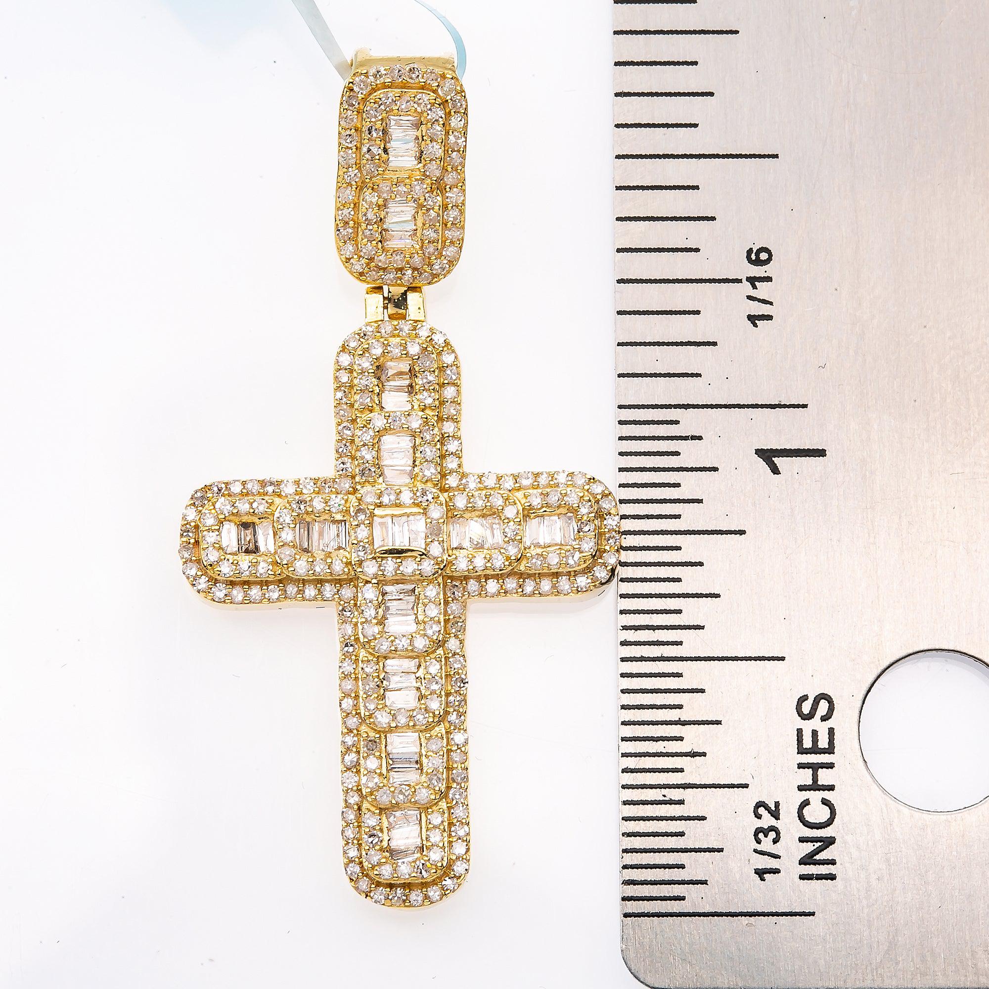Unisex 14K Yellow Gold Cross Pendant with 1.06 CT Diamonds