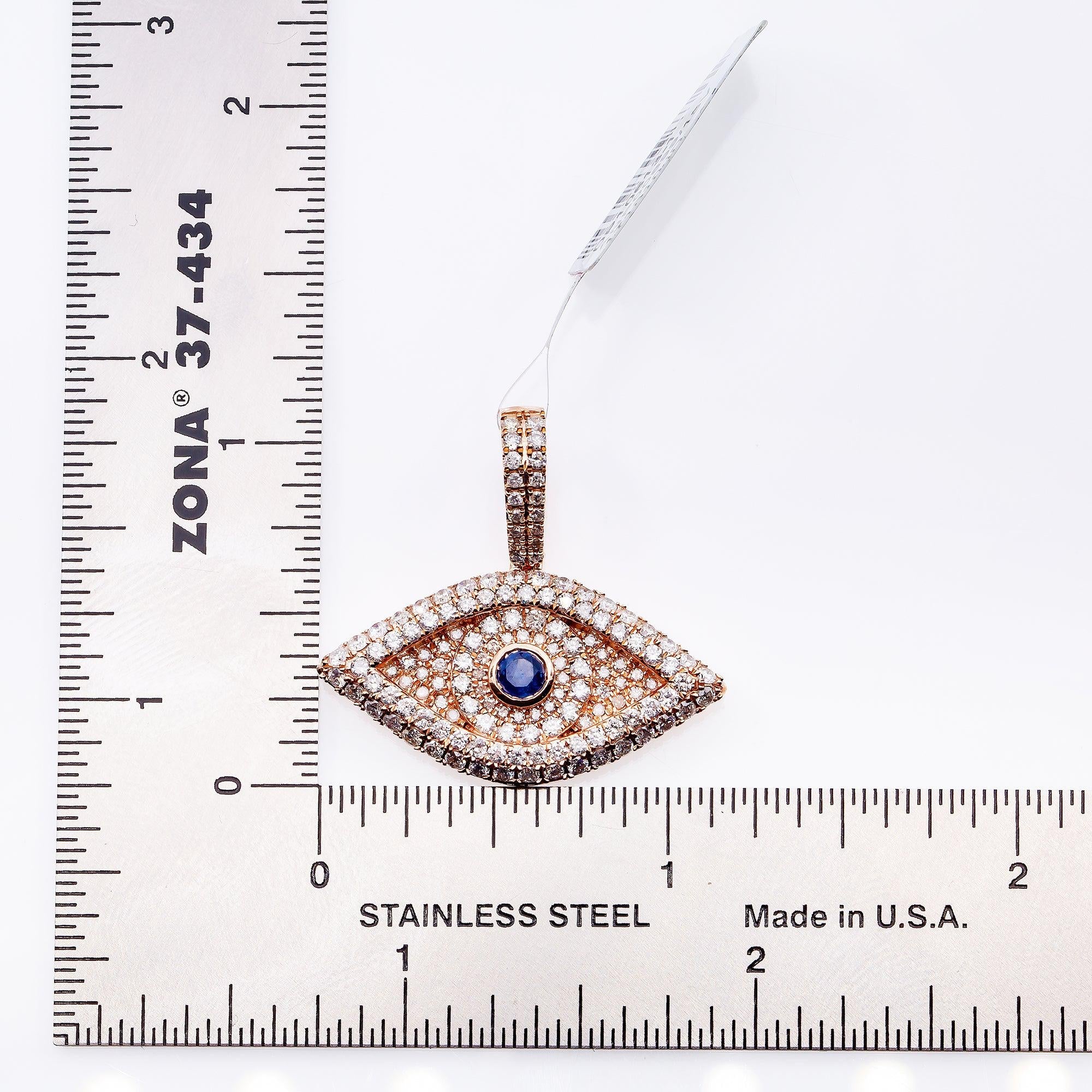 14K Rose Gold Unisex Pendant with 2.00 CT Diamond