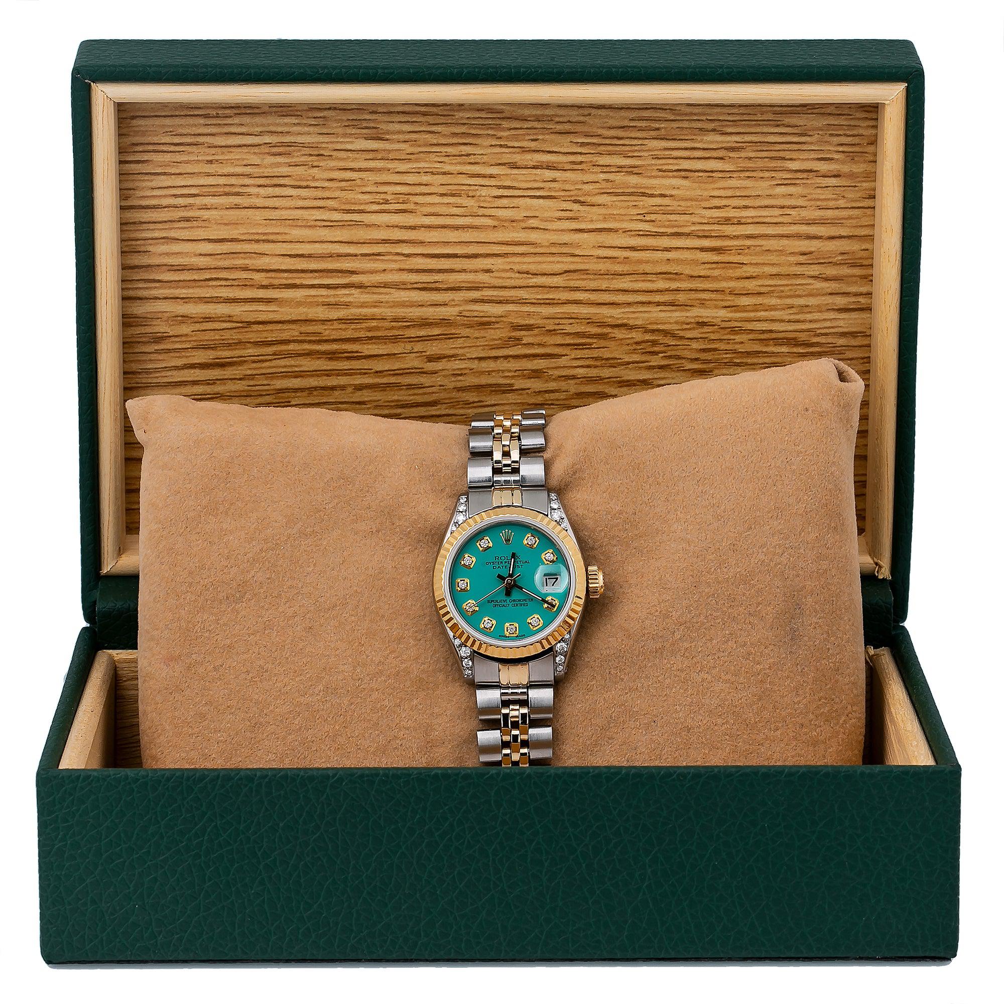 Rolex Lady-Datejust 6917 26MM Turquoise Diamond Dial With Two Tone Jubilee Bracelet