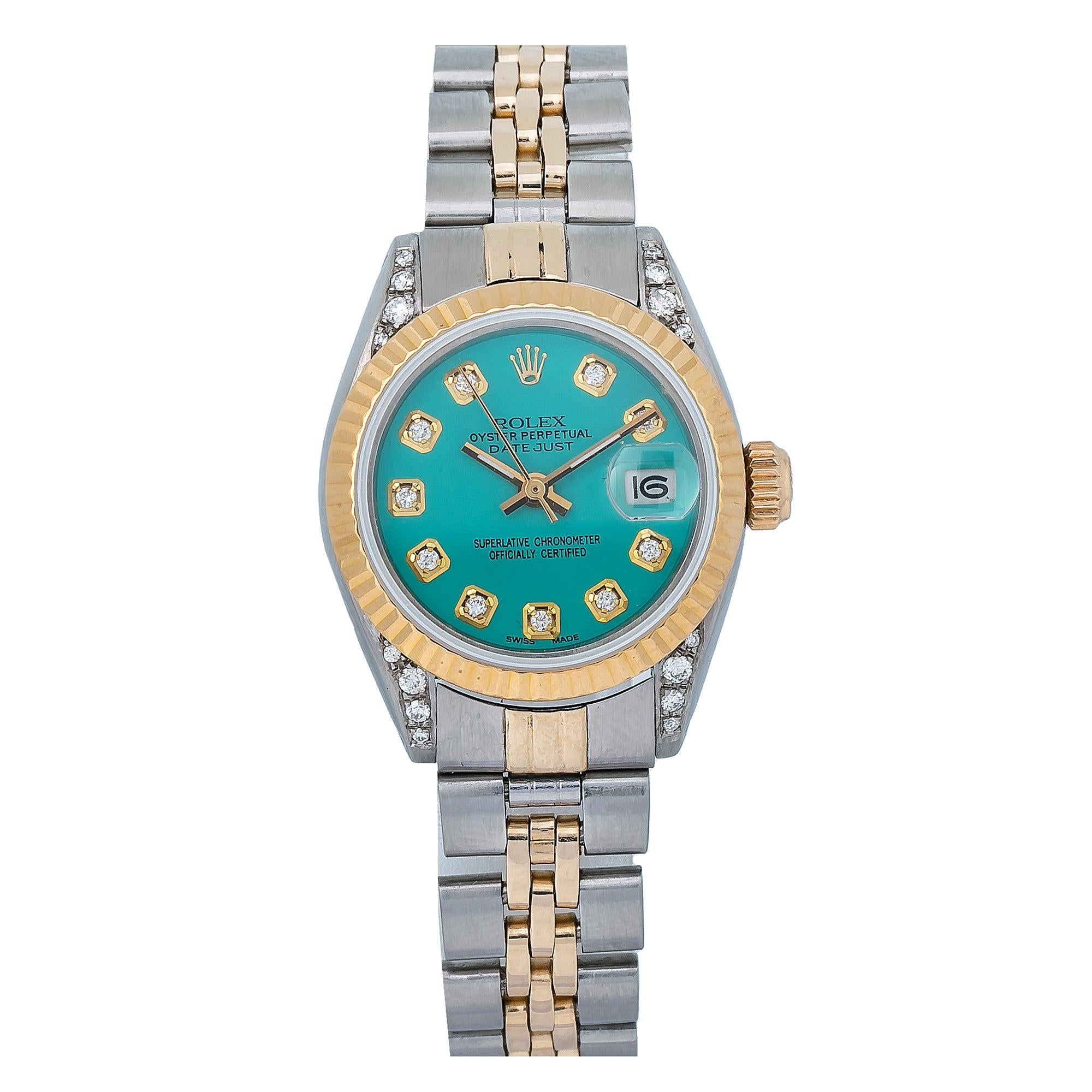 Rolex Lady-Datejust 6917 26MM Turquoise Diamond Dial With Two Tone Jubilee Bracelet