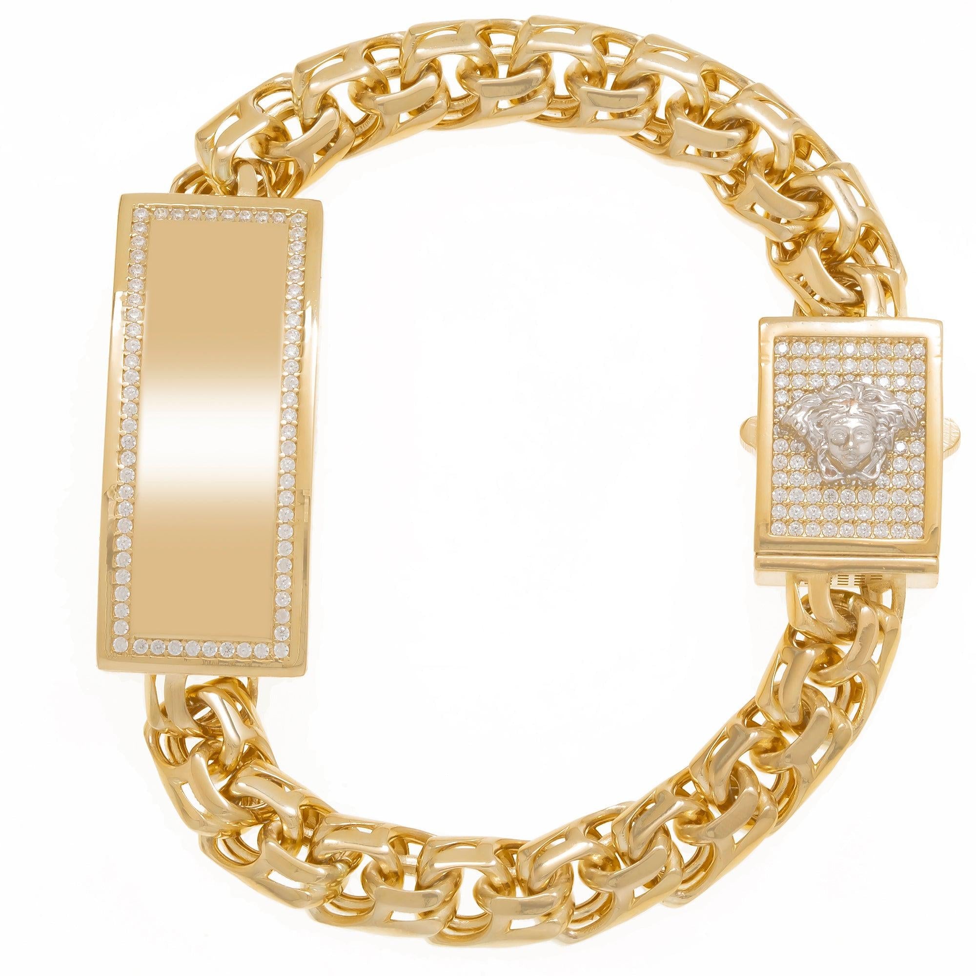 14K GOLD MEDUSA CHINO LINK CHAIN ID BRACELET 37.8G