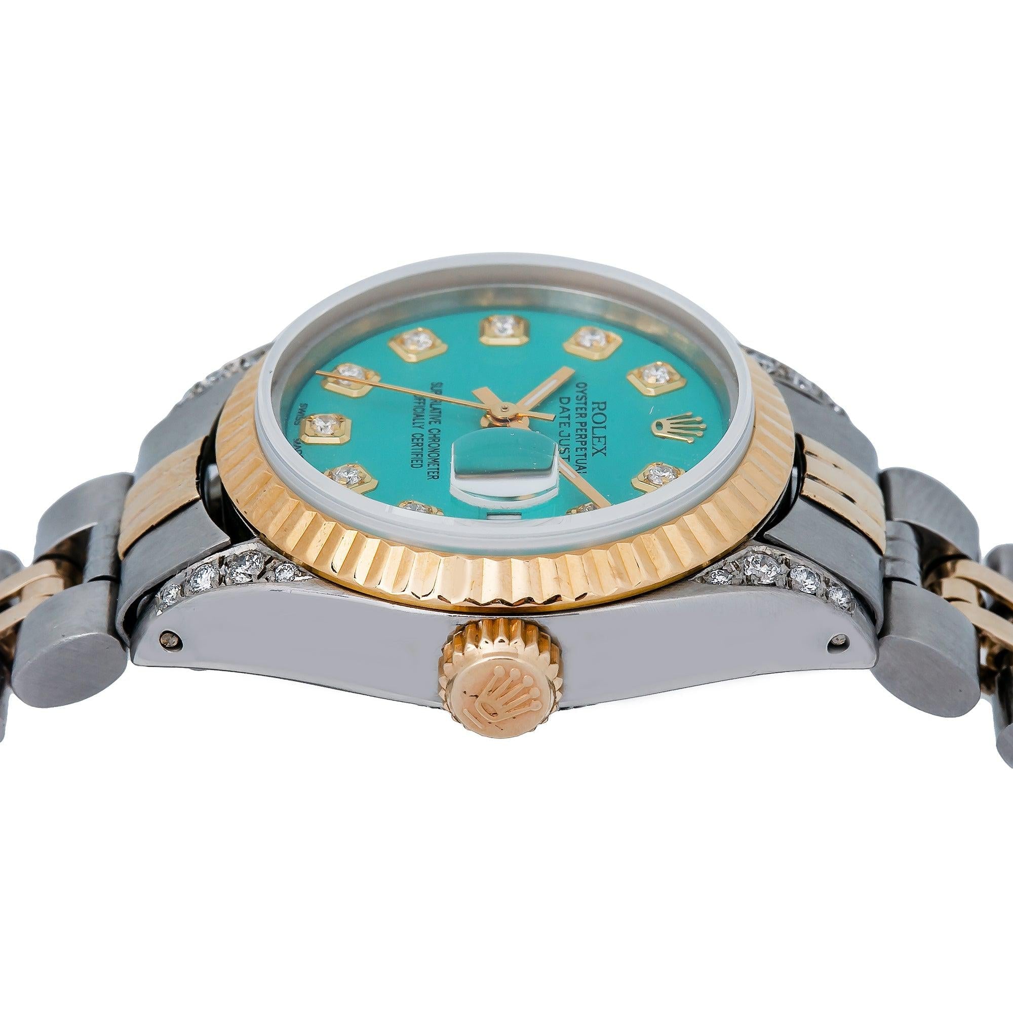 Rolex Lady-Datejust 6917 26MM Turquoise Diamond Dial With Two Tone Jubilee Bracelet