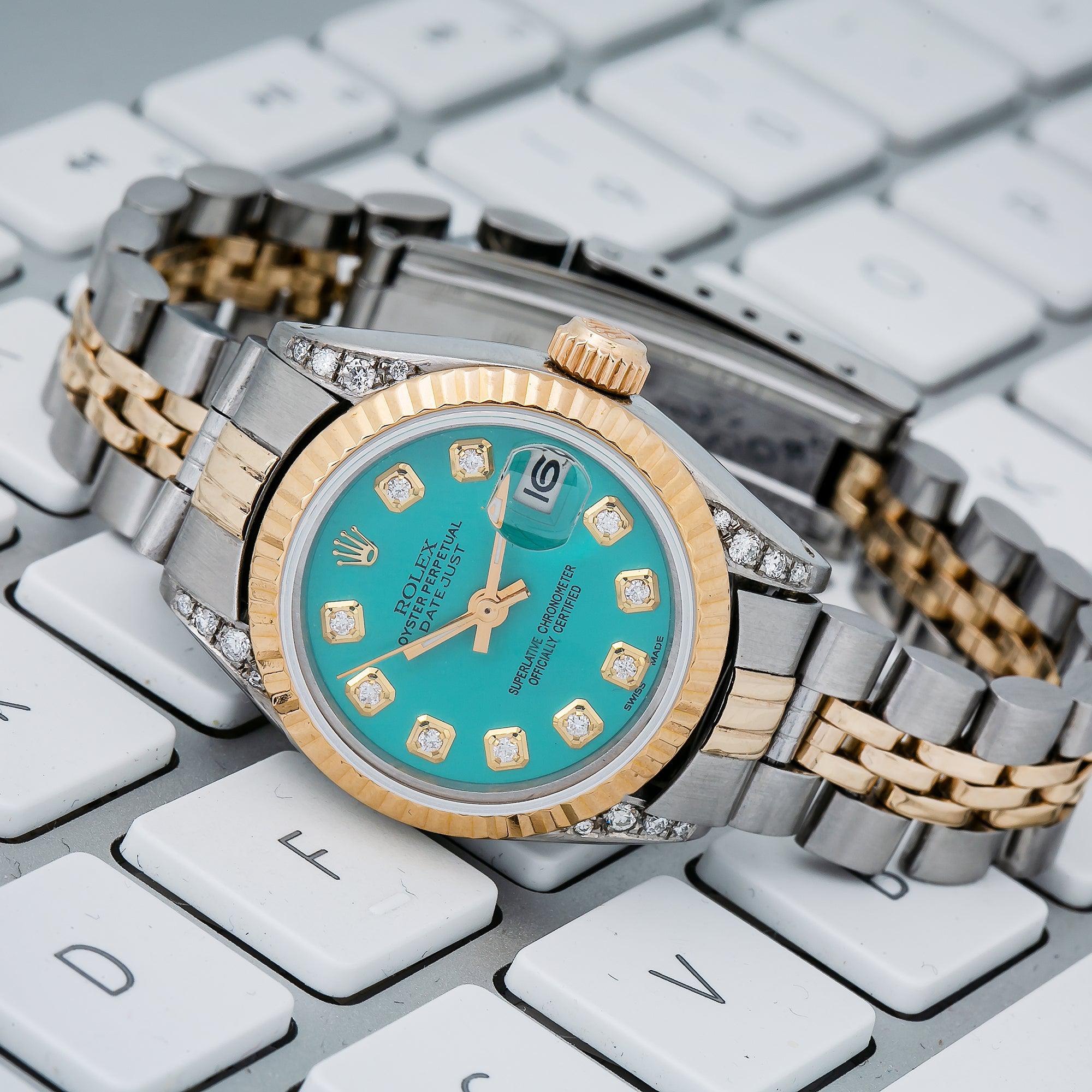 Rolex Lady-Datejust 6917 26MM Turquoise Diamond Dial With Two Tone Jubilee Bracelet