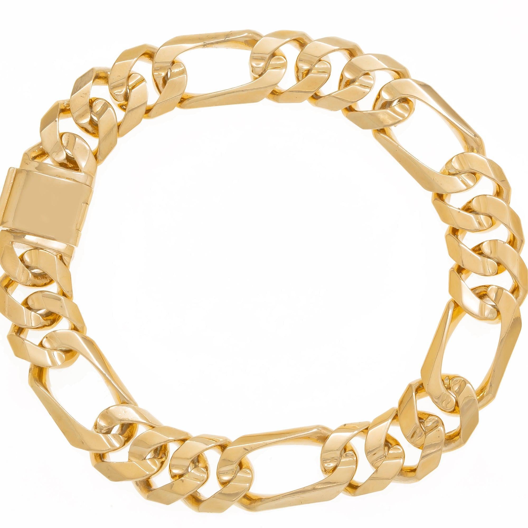 14K GOLD FIGARO CHAIN BRACELET