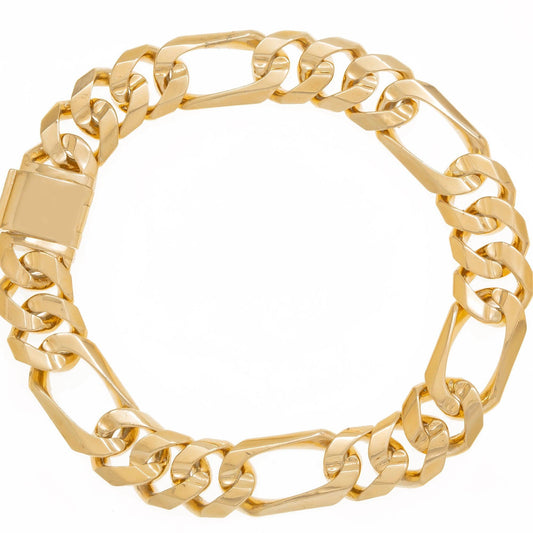 14K GOLD FIGARO CHAIN BRACELET