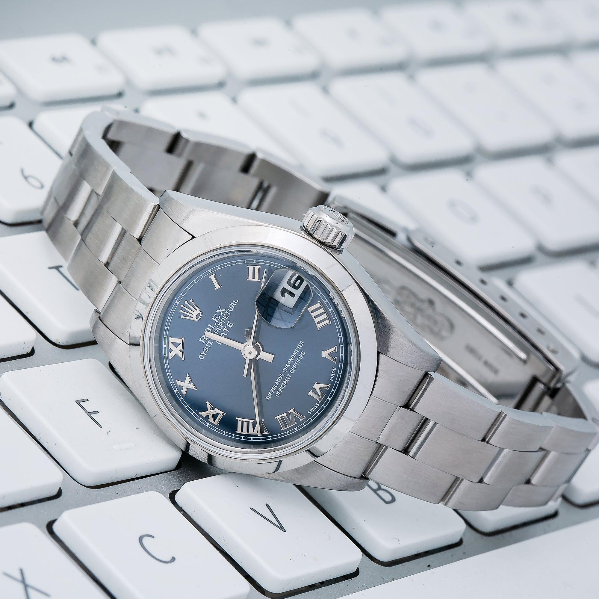 Rolex Oyster Perpetual Lady Date 79160 26MM Blue Dial Stainless Steel Oyster Bracelet