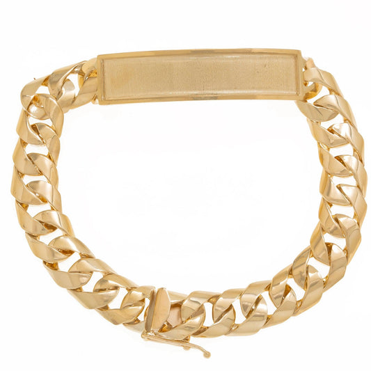 14K GOLD CUBAN LINK ID BRACELET 33.1G