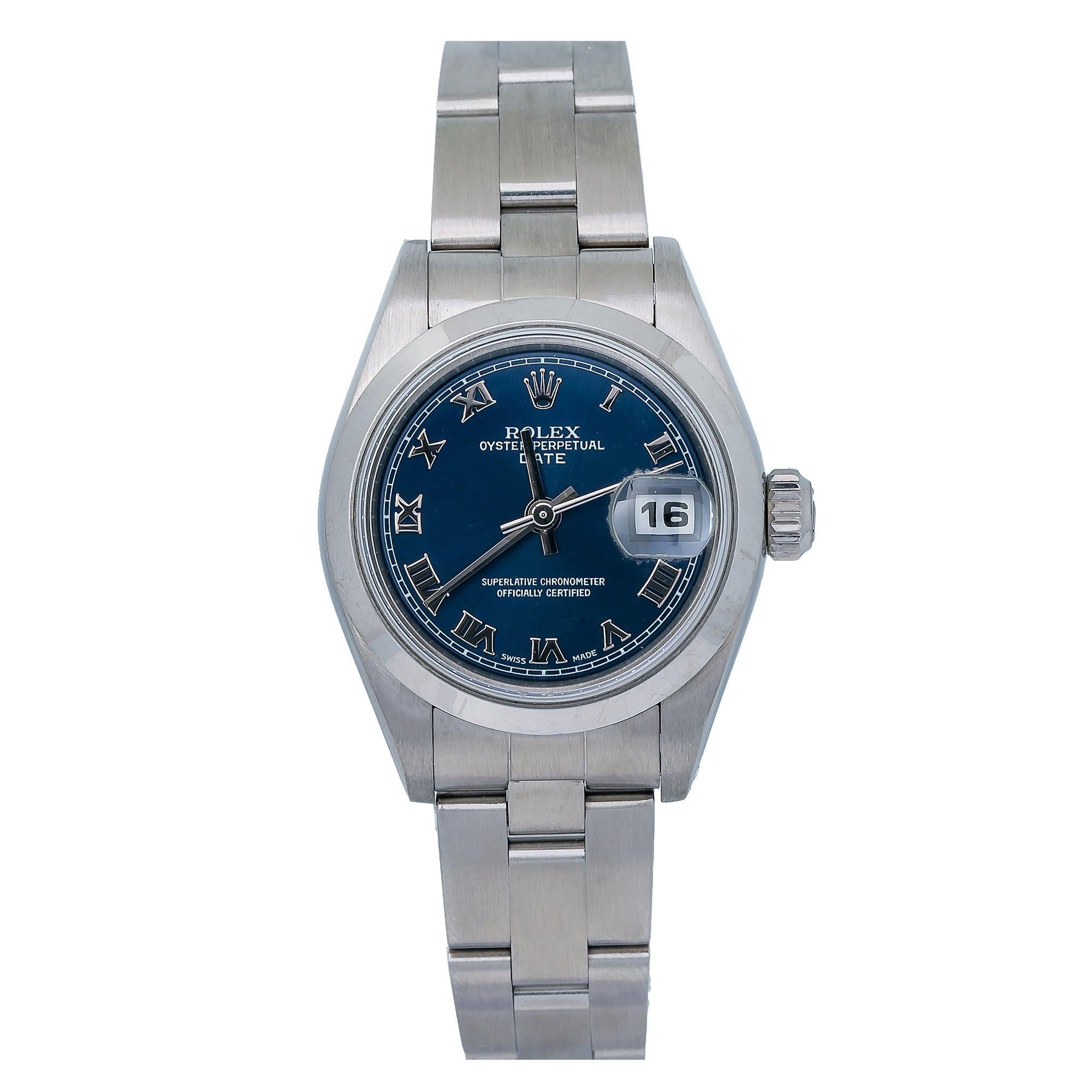 Rolex Oyster Perpetual Lady Date 79160 26MM Blue Dial Stainless Steel Oyster Bracelet