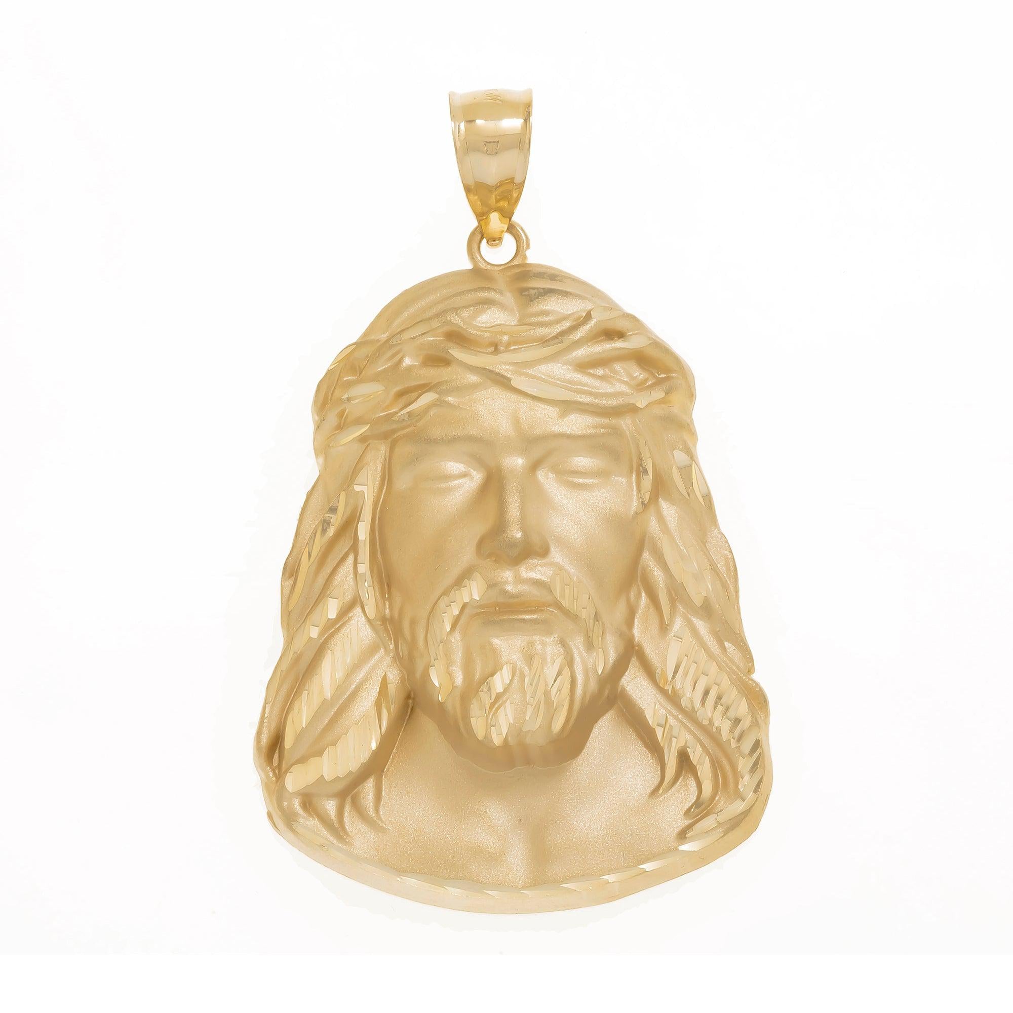 14K GOLD JESUS HEAD PENDANT 17.5G