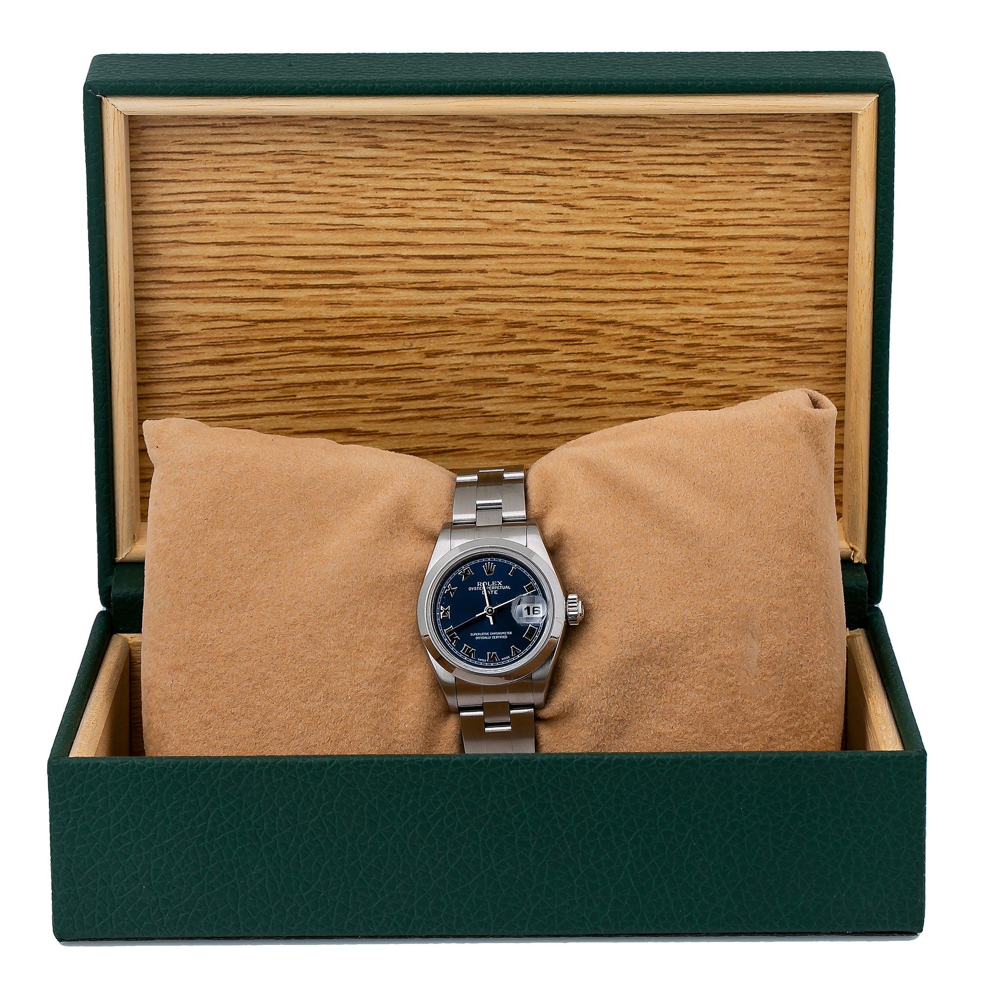 Rolex Oyster Perpetual Lady Date 79160 26MM Blue Dial Stainless Steel Oyster Bracelet