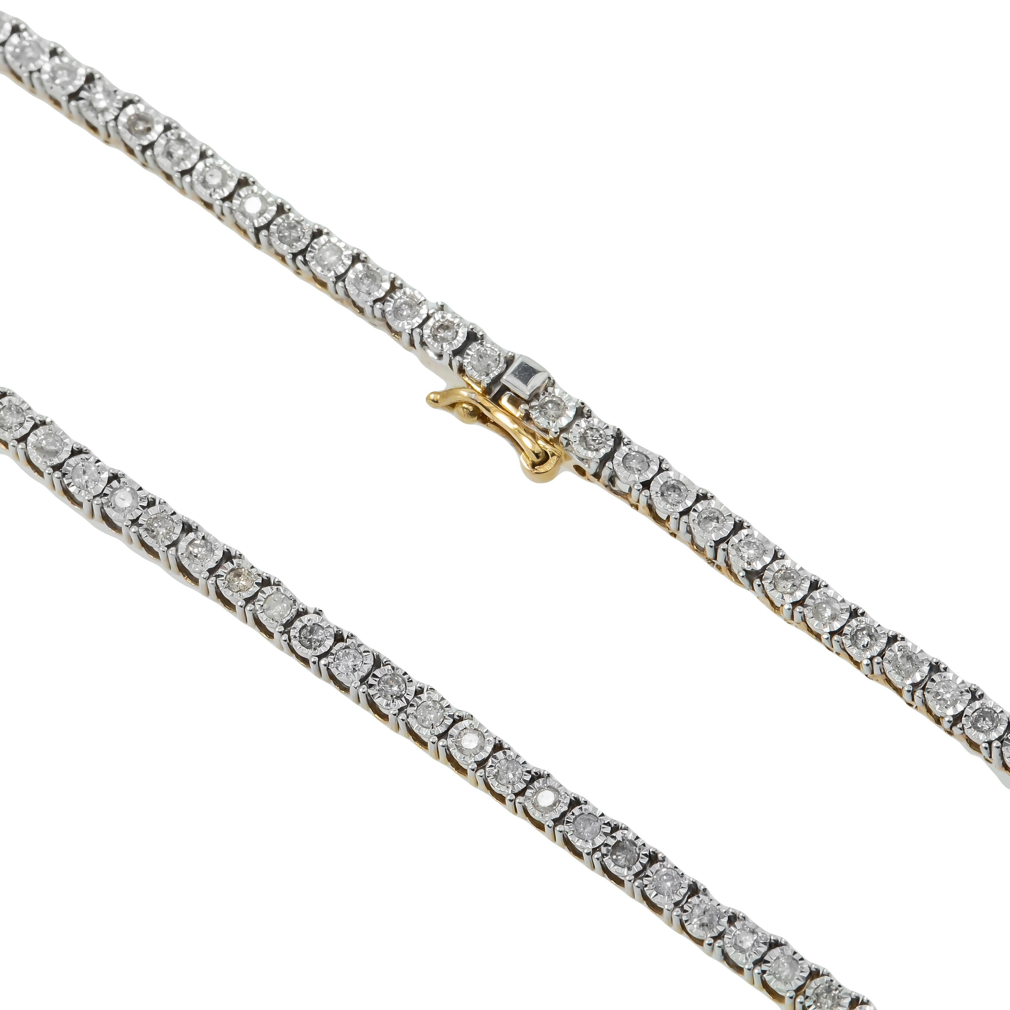 10K GOLD ROUND DIAMOND 2MM TENNIS CHAIN 1.59 CT