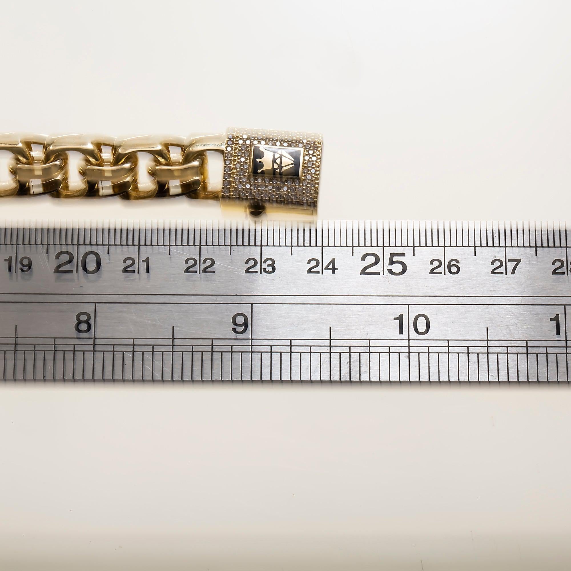 14K GOLD DIAMOND AND GEMSTONES ST. JUDE CHINO LINK CHAIN BRACELET 34.3G