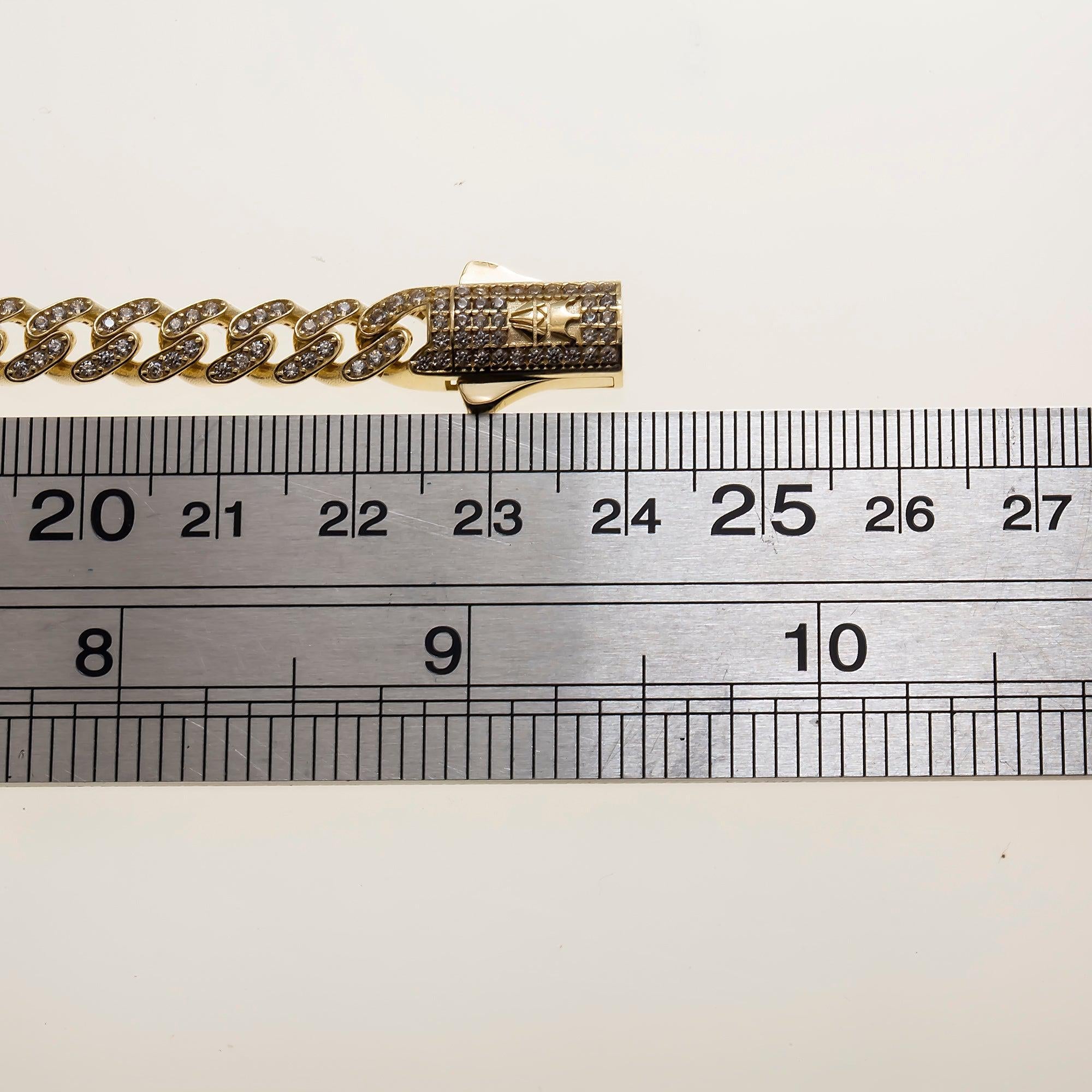 14K GOLD SZ STONES AND GEMSTONES ST. JUDE CUBAN LINK BRACELET 18.7G