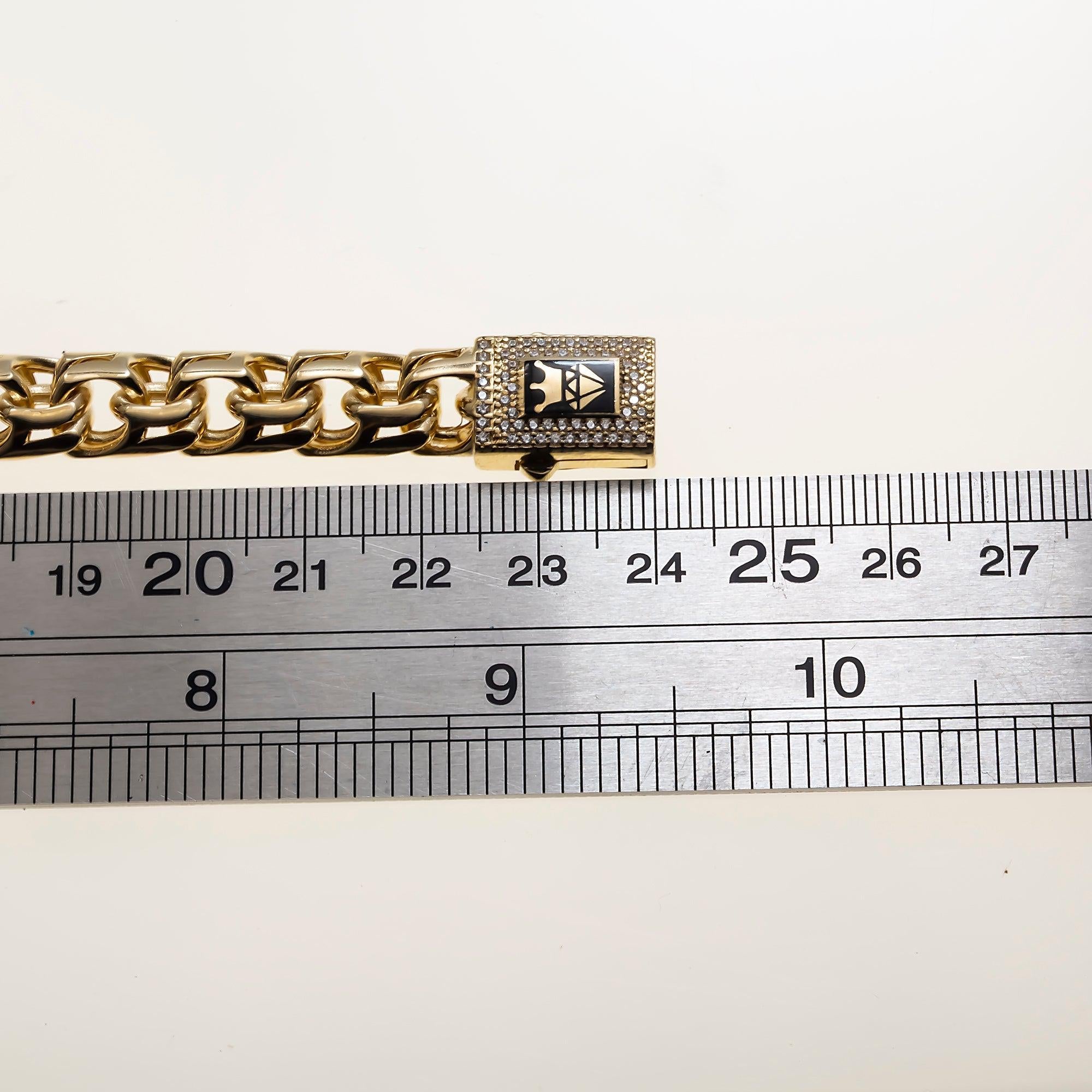 14K GOLD DIAMOND AND GEMSTONES ST. JUDE CHINO LINK CHAIN BRACELET 29.2G