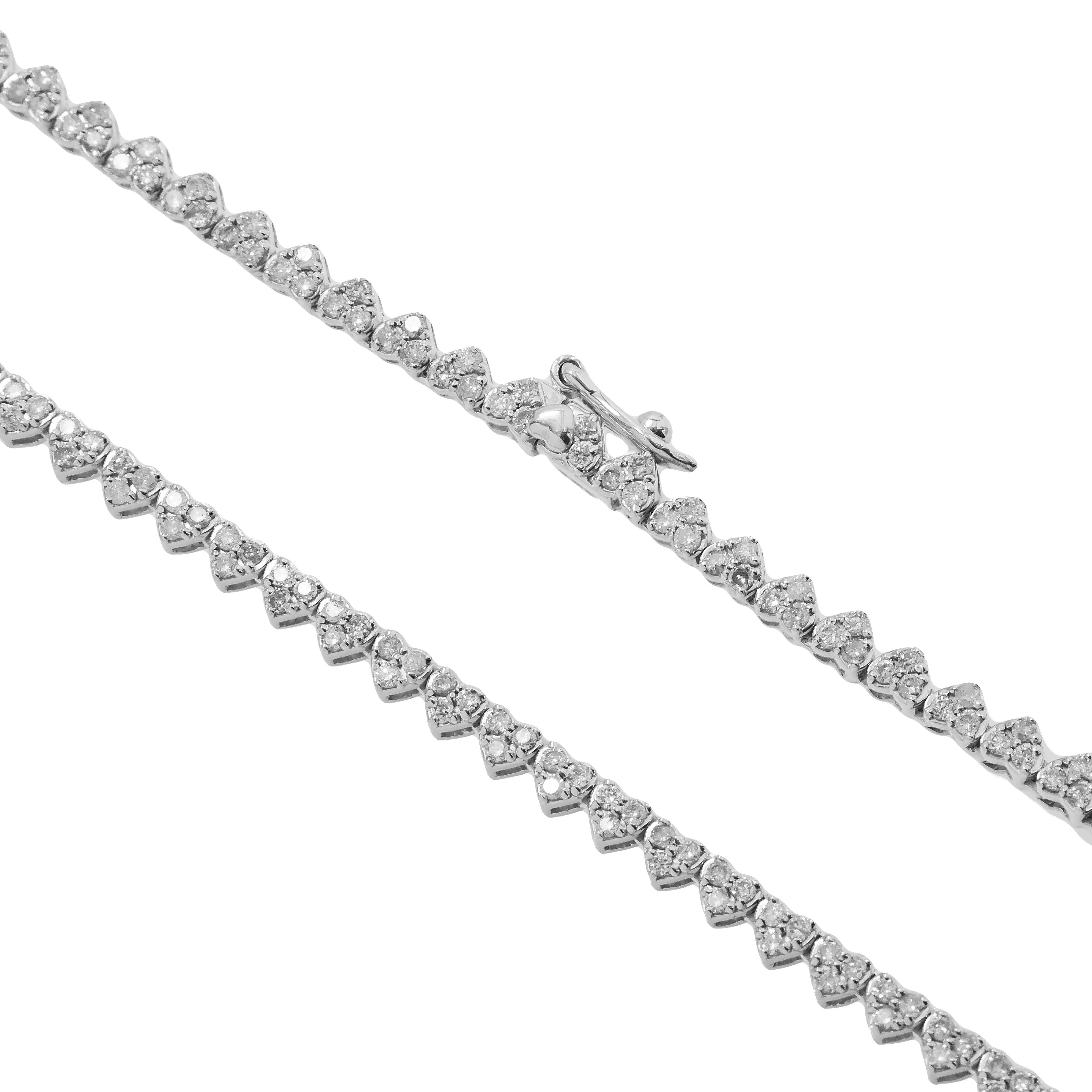 10K GOLD ROUND DIAMOND HEART SHAPE TENNIS CHAIN 3.09 CT