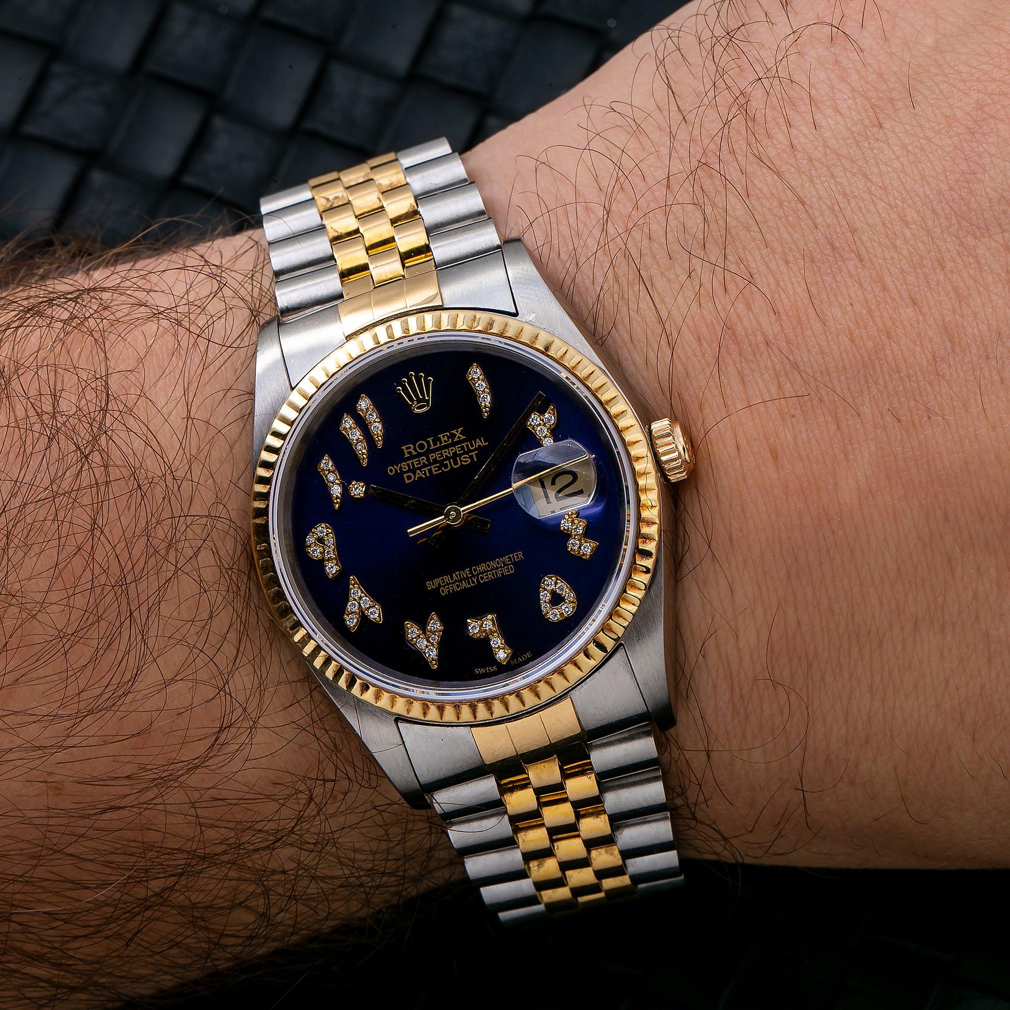 Rolex Datejust 16233 36MM Blue Diamond Dial With Two Tone Jubilee Bracelet