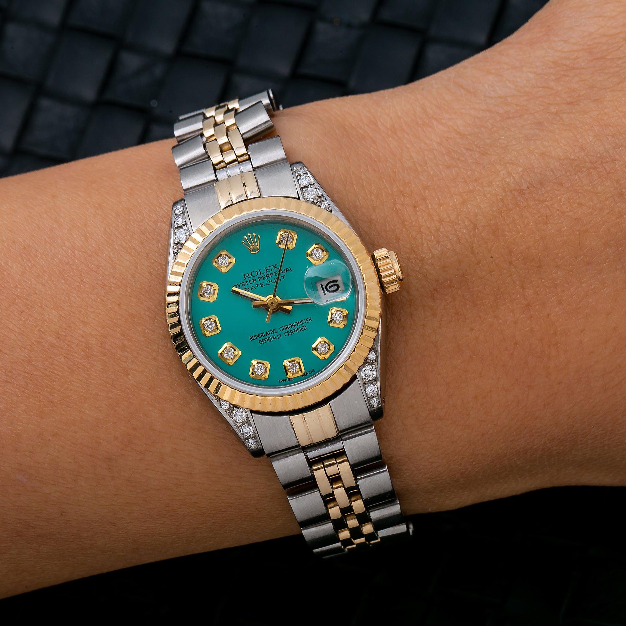 Rolex Lady-Datejust 6917 26MM Turquoise Diamond Dial With Two Tone Jubilee Bracelet