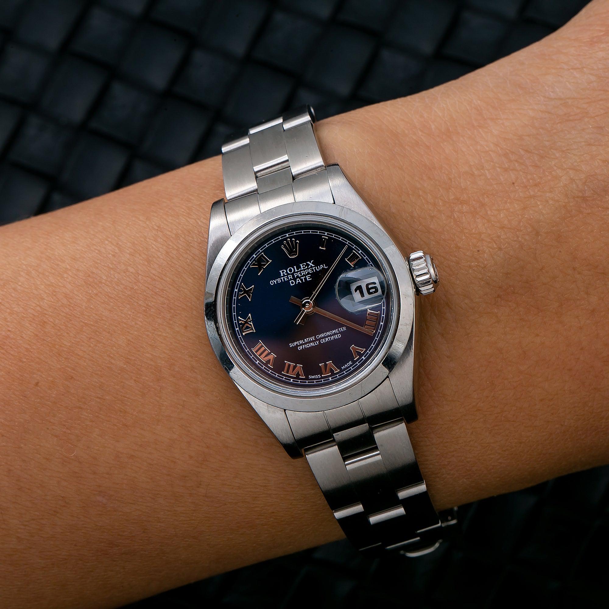 Rolex Oyster Perpetual Lady Date 79160 26MM Blue Dial Stainless Steel Oyster Bracelet