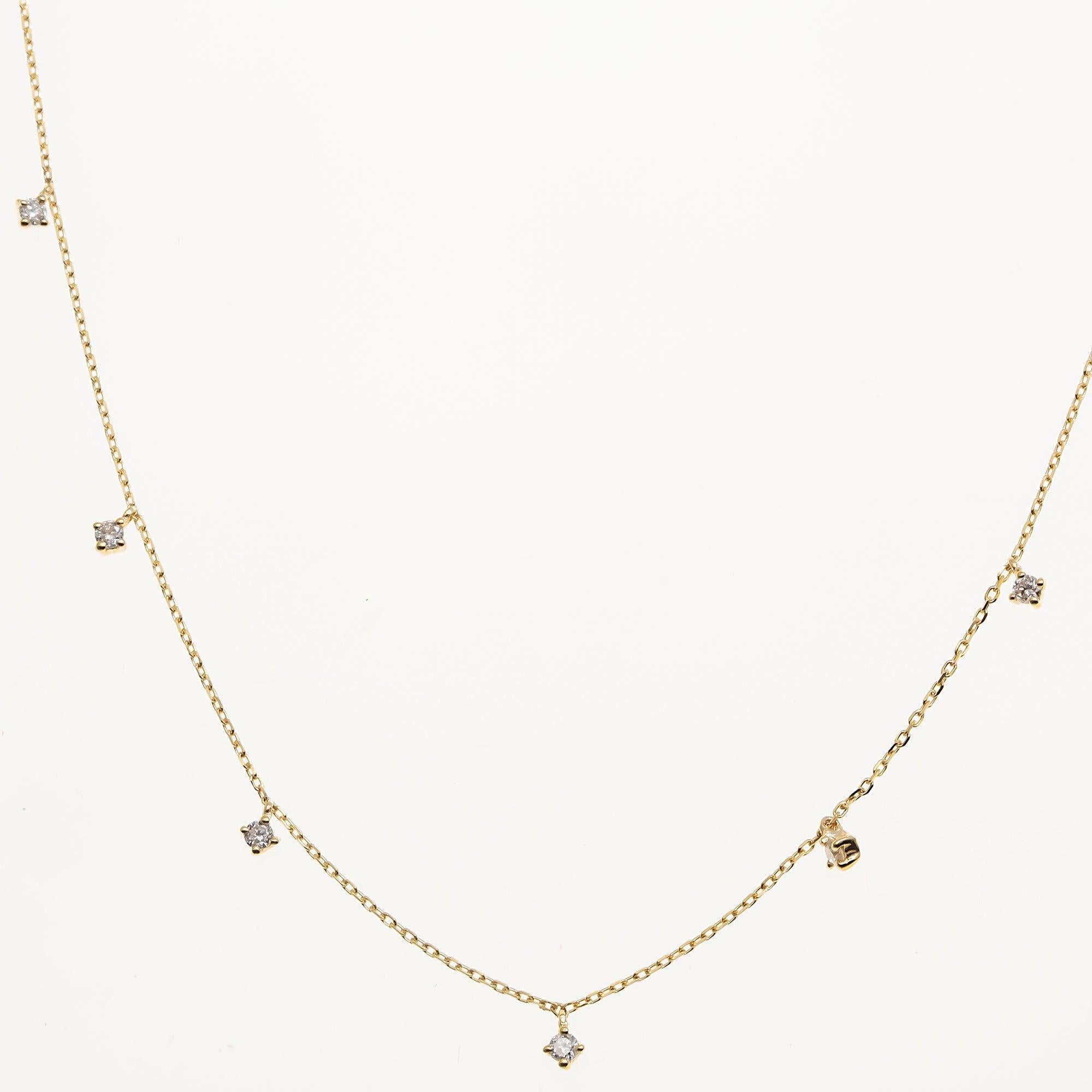 14K GOLD PRONG SET LOOSE DIAMOND NECKLACE 0.30 CT