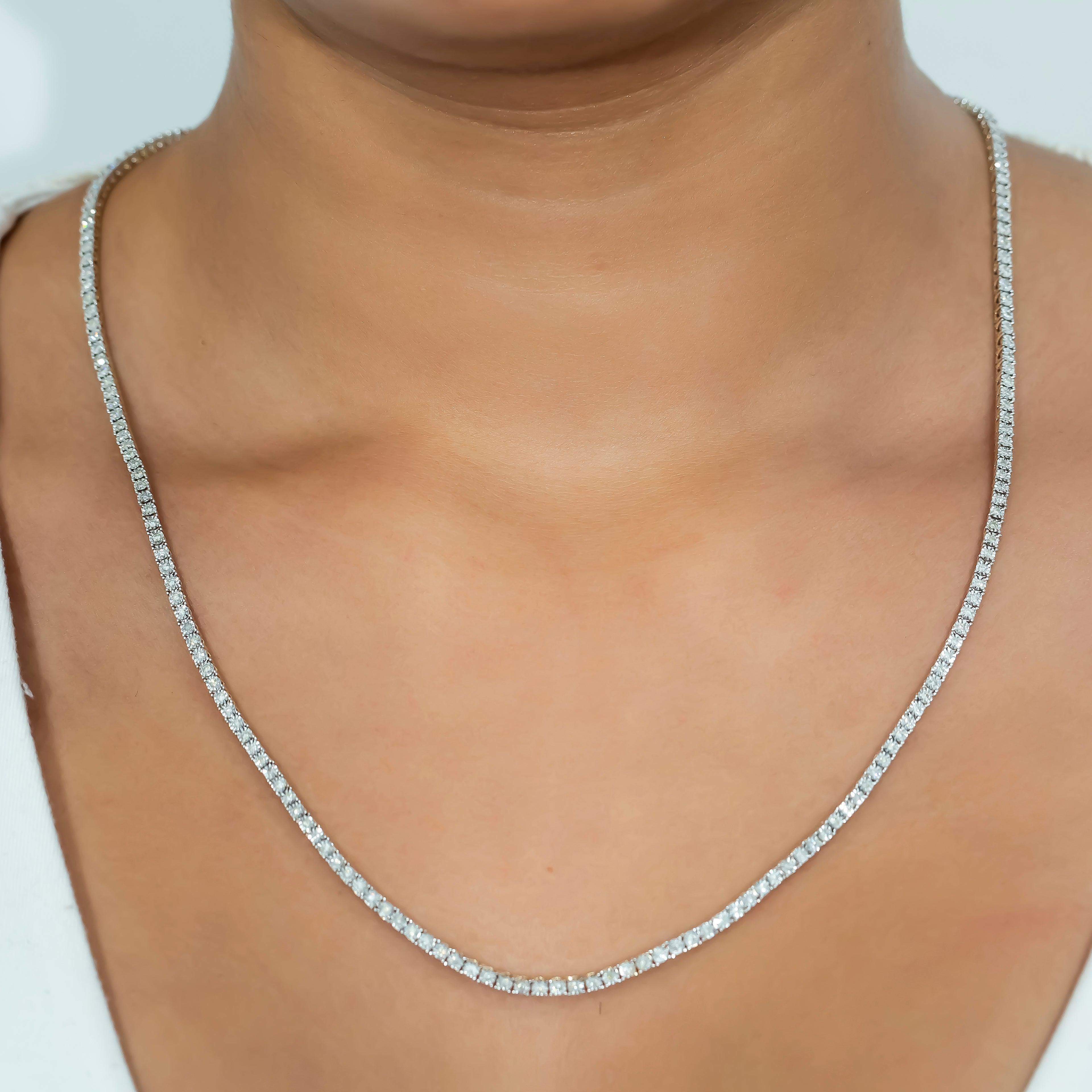 10K GOLD ROUND DIAMOND 2.5MM TENNIS CHAIN 2.06 CT