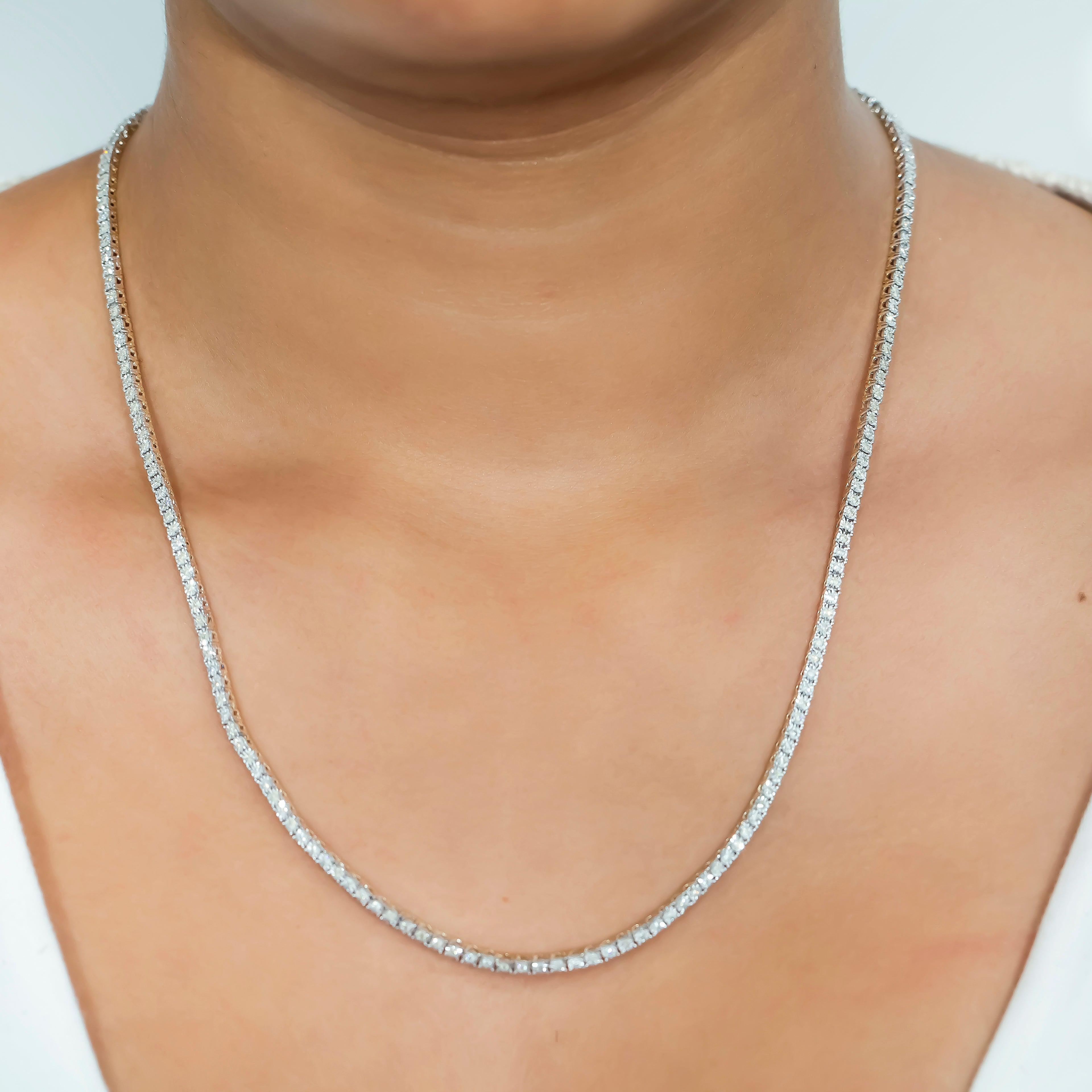 10K GOLD ROUND DIAMOND TENNIS CHAIN 1.99 CT