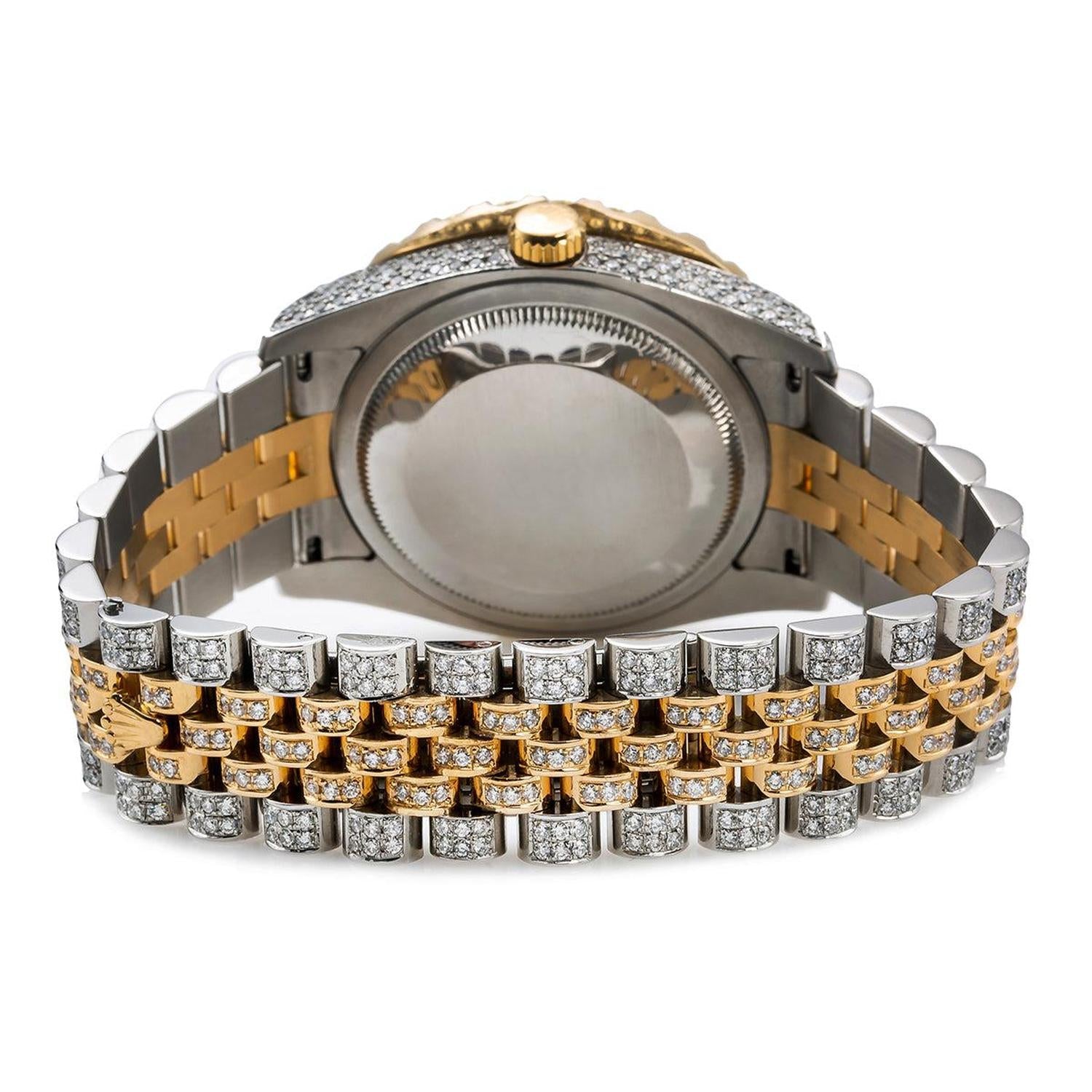 Rolex Datejust 36MM 116263 Pink Mother of Pearl Roman Dial Diamond Bezel Two Tone Full Diamond Jubilee Bracelet 13.75ct