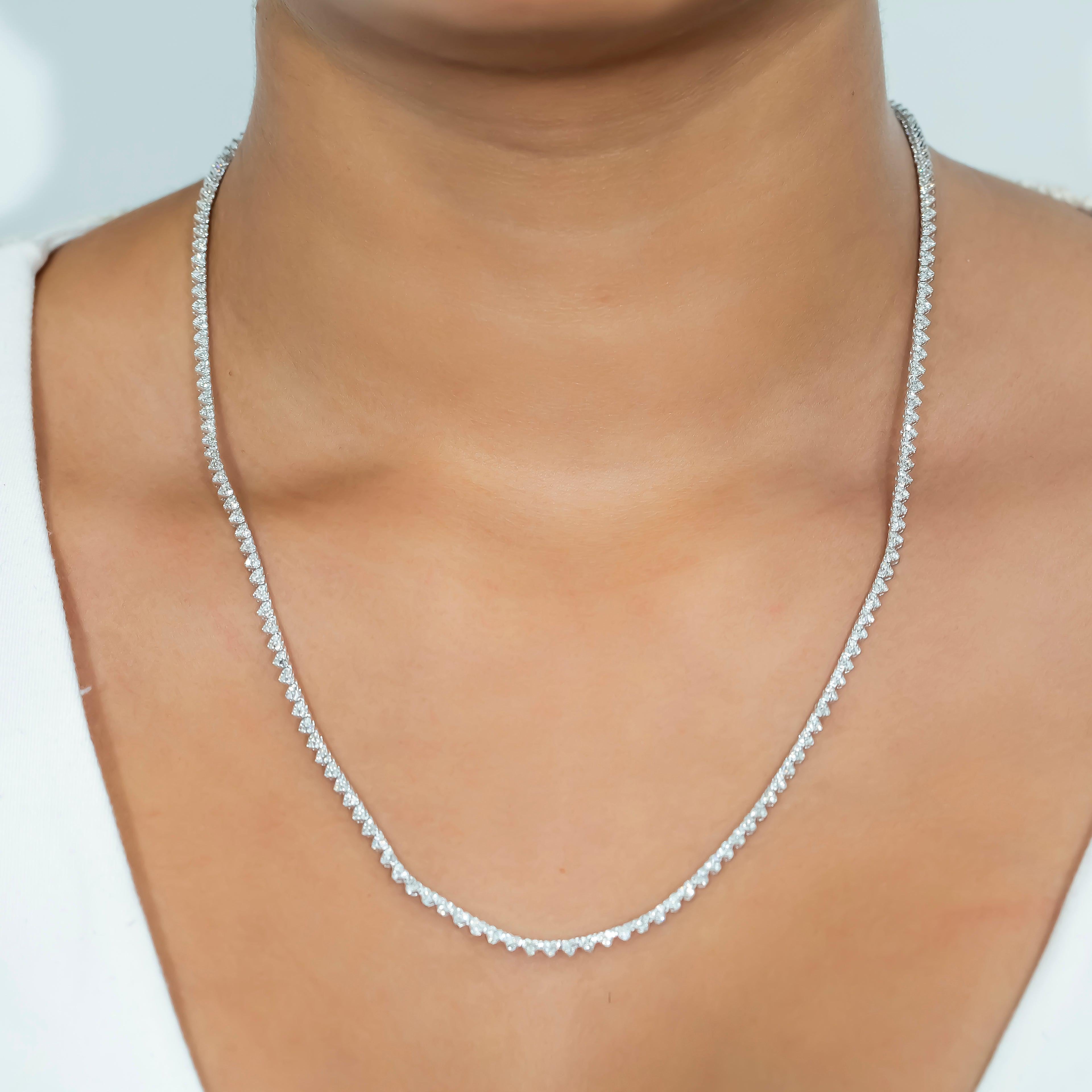 10K GOLD ROUND DIAMOND HEART SHAPE TENNIS CHAIN 3.09 CT