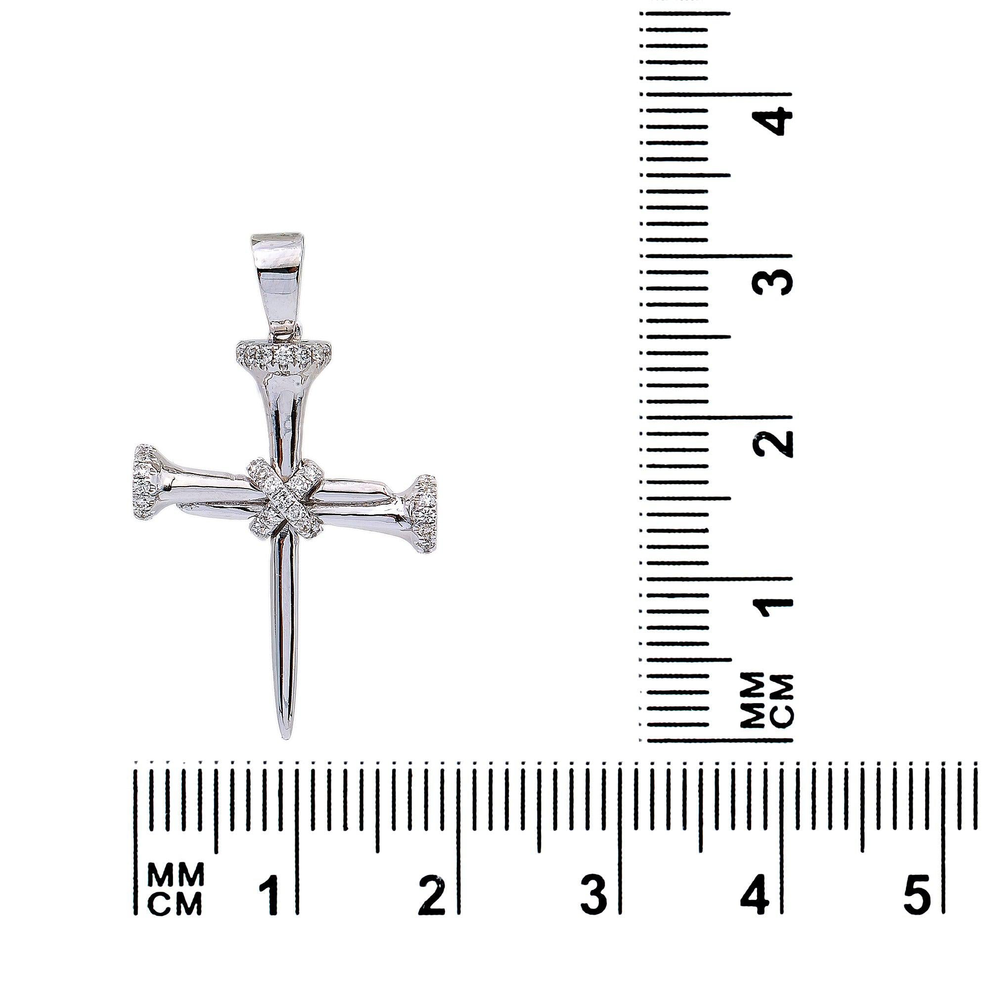 14K White Gold Diamond Cross Shaped Pendant