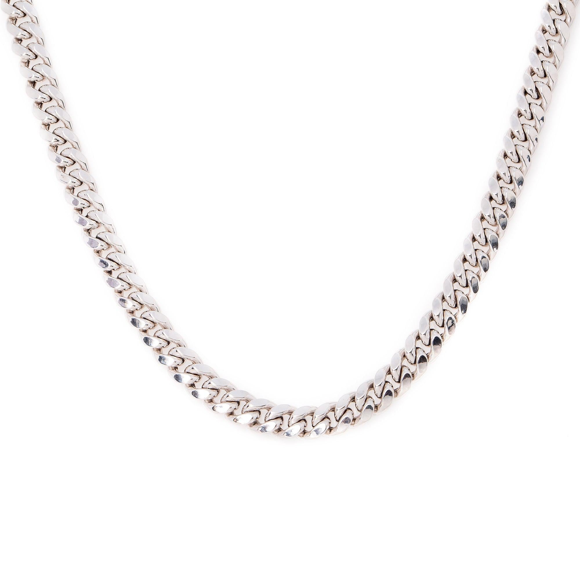 10K White Gold 6mm Hollow Cuban Link Chain Available In Sizes 18"-26"