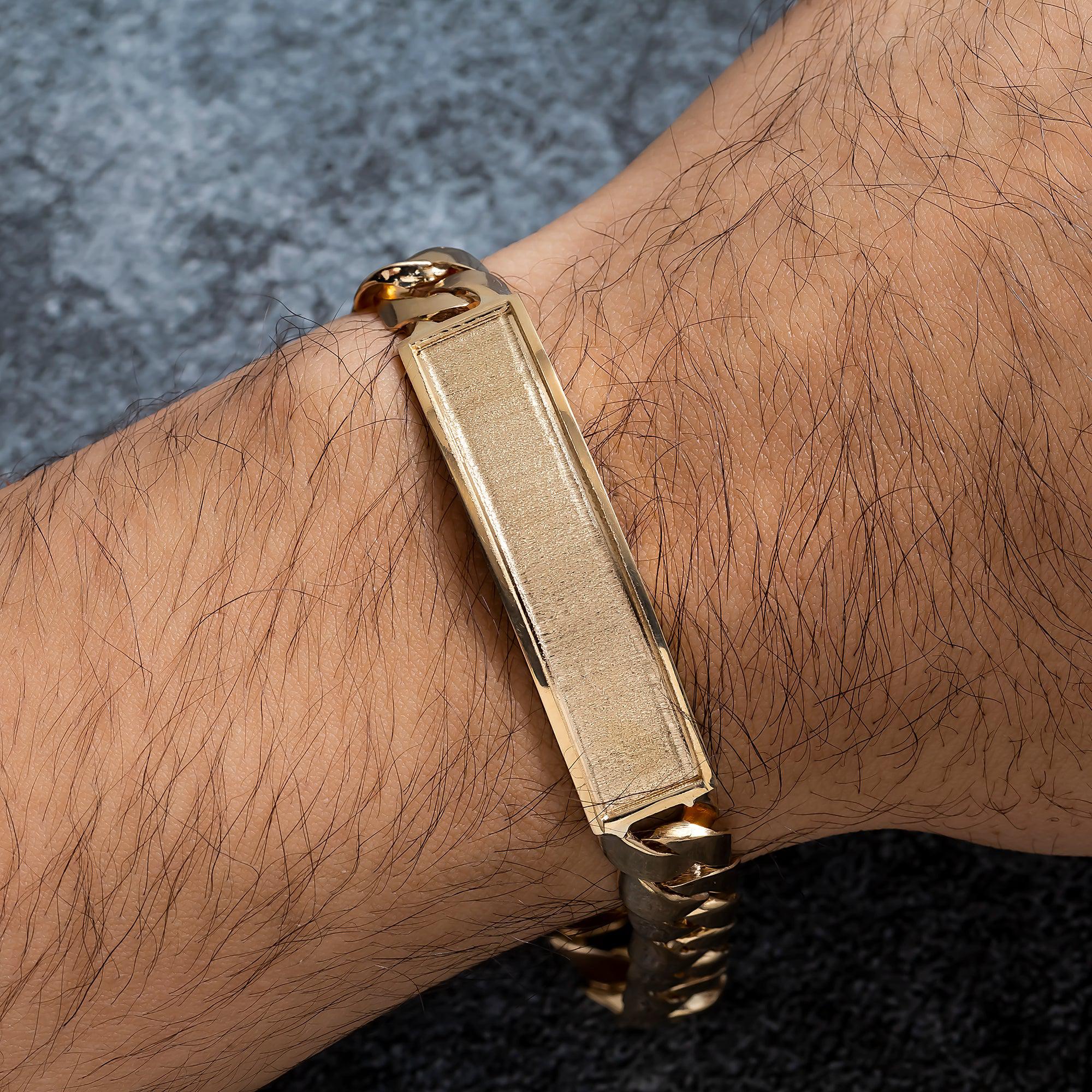 14K GOLD CUBAN LINK ID BRACELET 33.1G