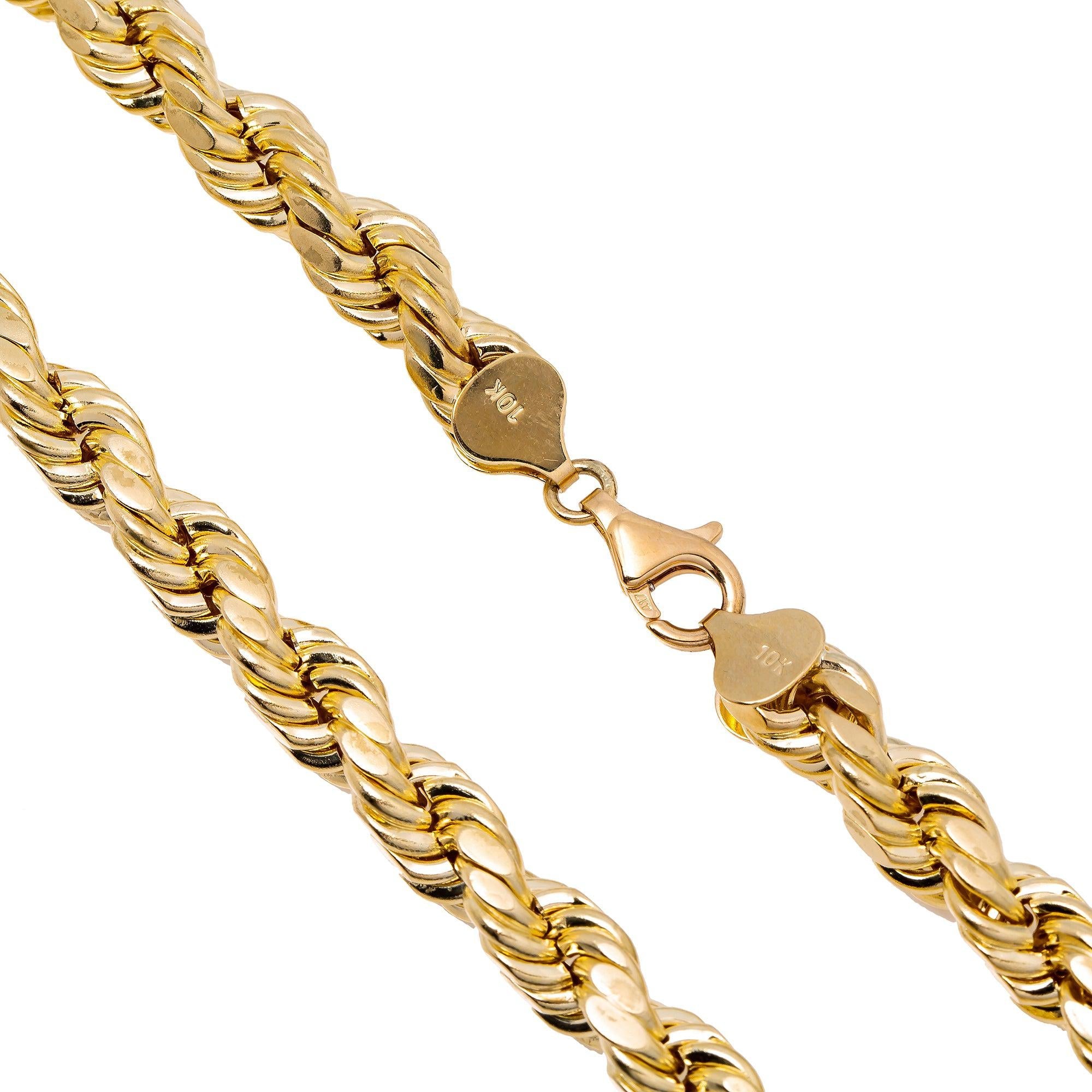 10K Yellow Gold 8.72mm Hollow Rope Chain Available In Sizes 18"-26"