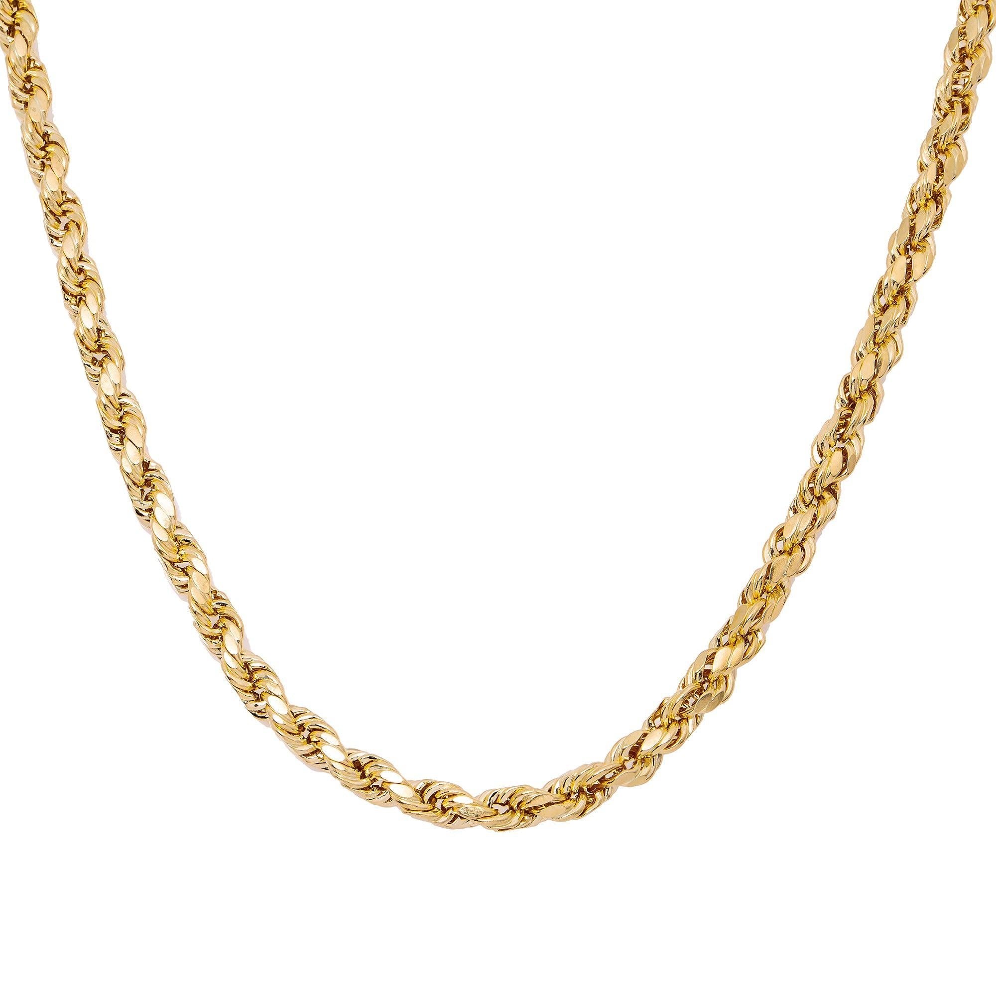 10K Yellow Gold 3.77mm Hollow Rope Chain Available In Sizes 18"-26"