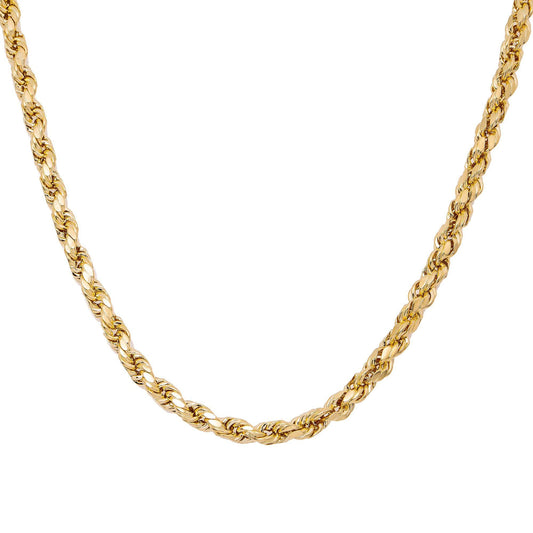 10K Yellow Gold 3.77mm Hollow Rope Chain Available In Sizes 18"-26"