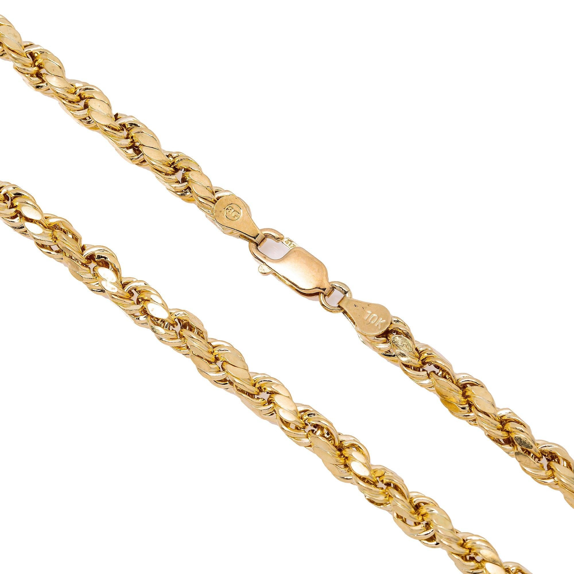10K Yellow Gold 3.77mm Hollow Rope Chain Available In Sizes 18"-26"