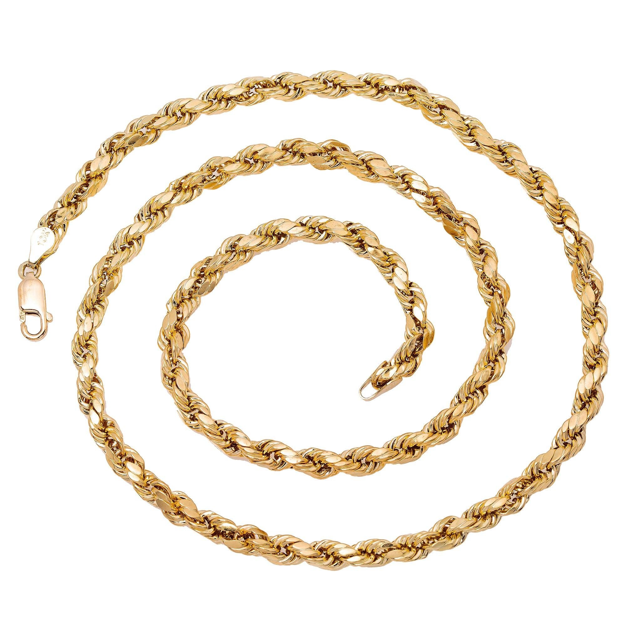 10K Yellow Gold 3.77mm Hollow Rope Chain Available In Sizes 18"-26"
