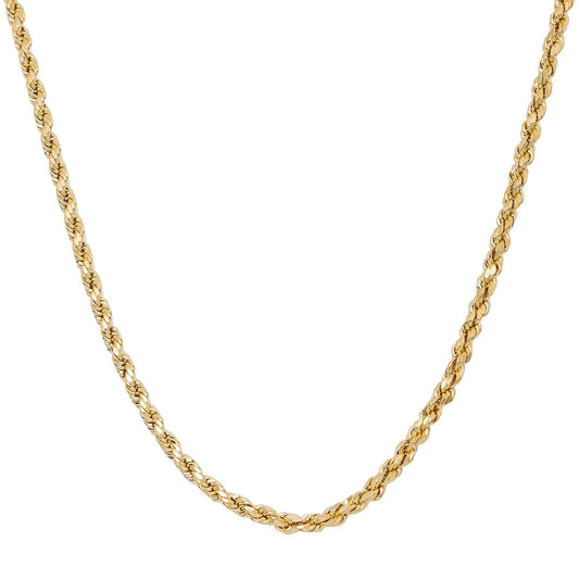 10K Yellow Gold 2.65mm Hollow Rope Chain Available In Sizes 18"-26"