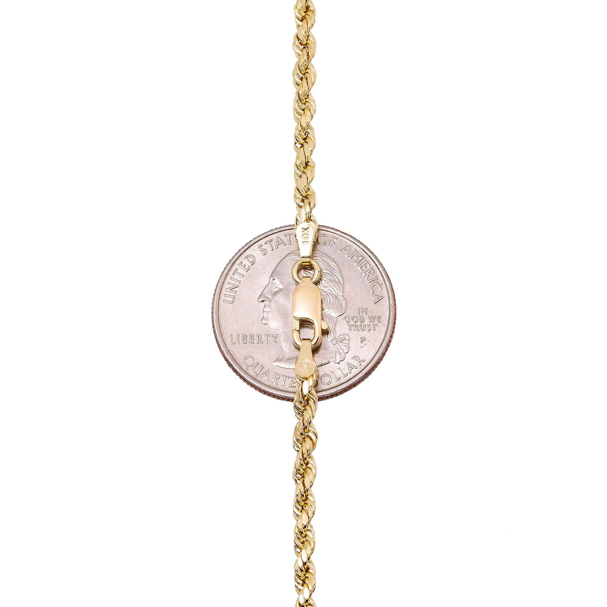 10K Yellow Gold 2.65mm Hollow Rope Chain Available In Sizes 18"-26"