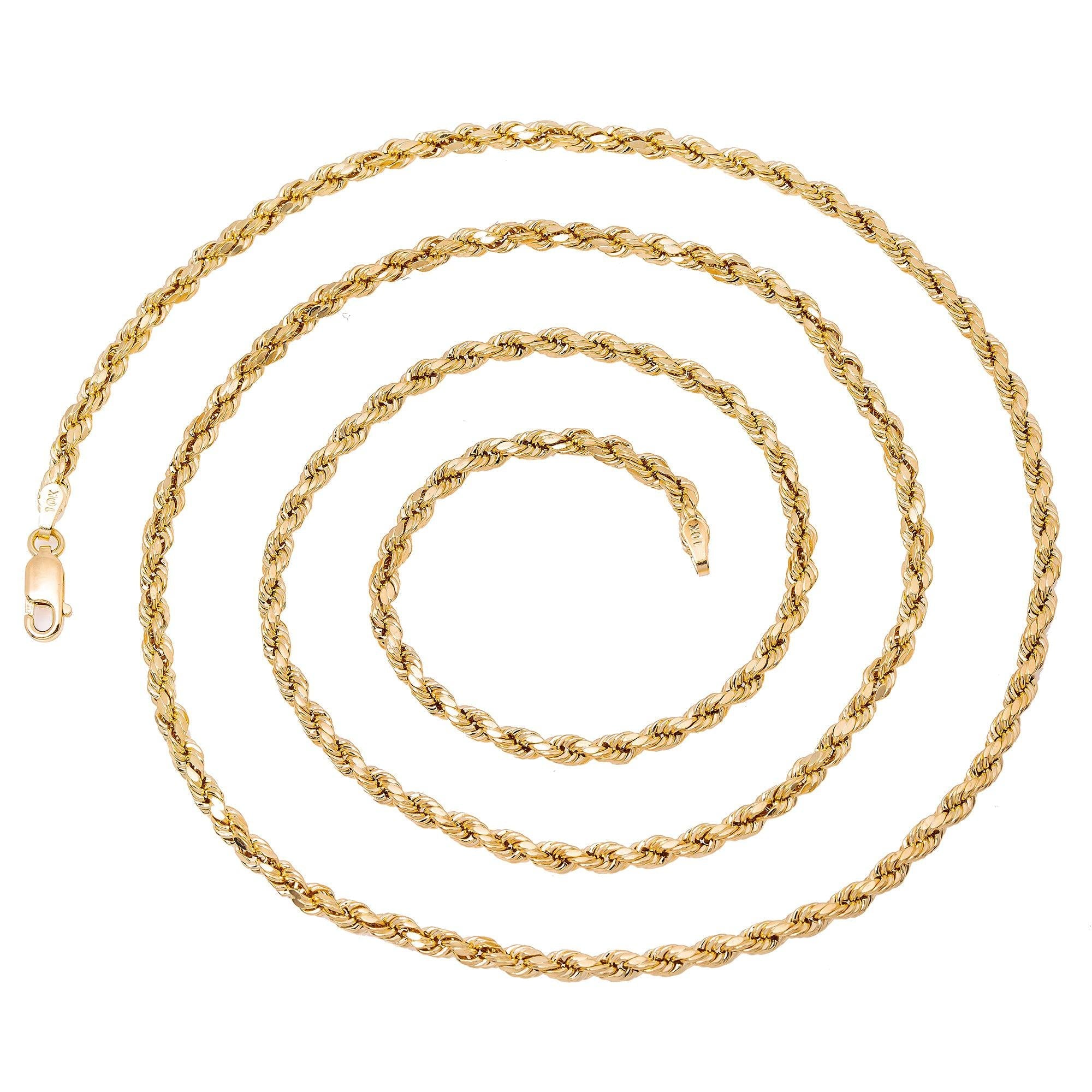 10K Yellow Gold 2.65mm Hollow Rope Chain Available In Sizes 18"-26"