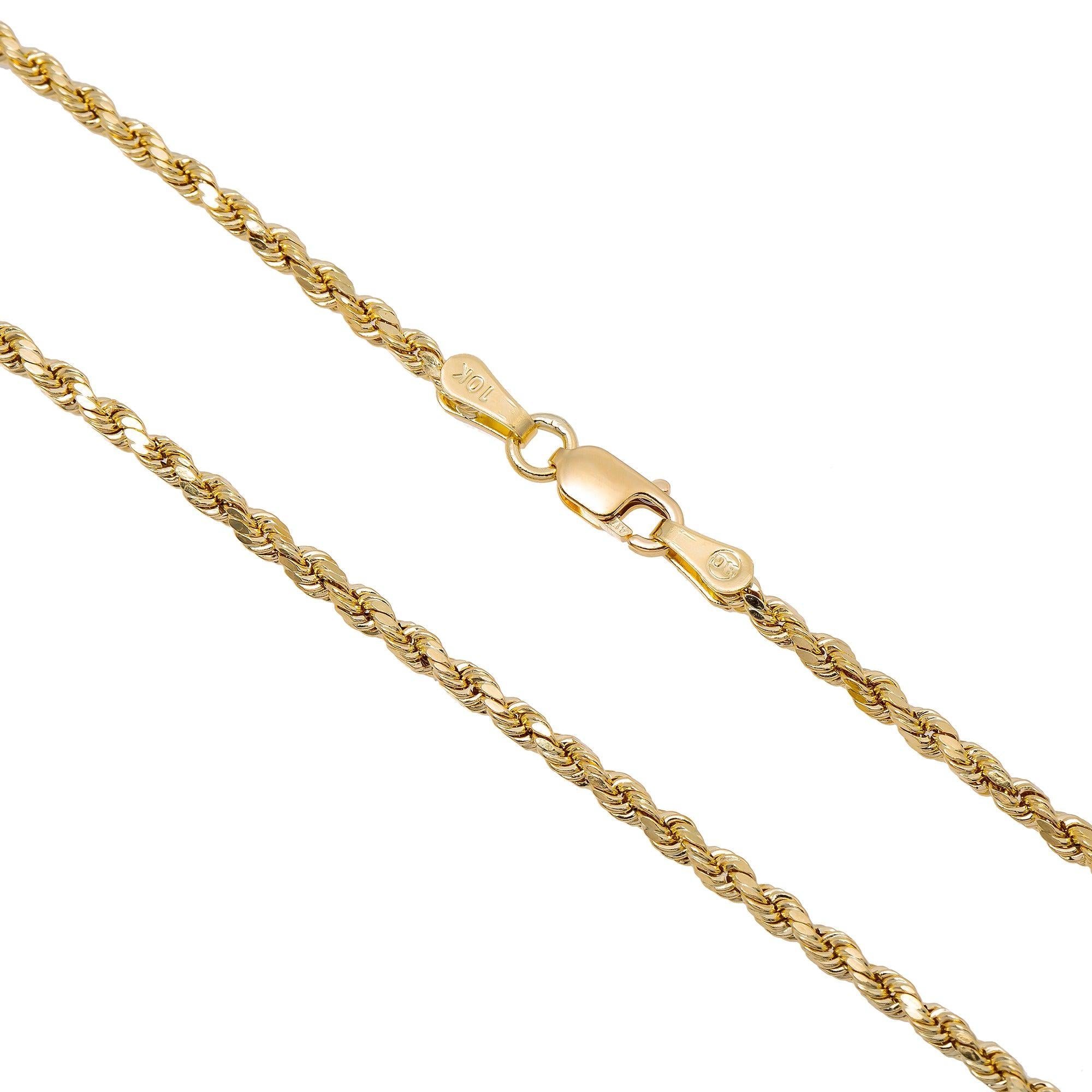 10K Yellow Gold 3mm Hollow Rope Chain Available In Sizes 18"-26"