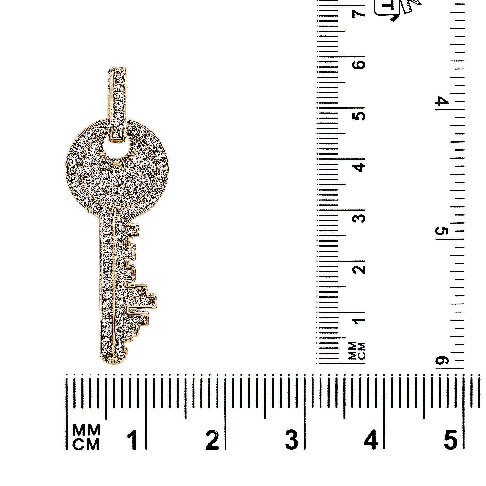 14K Yellow Gold Diamond The Key Round Shaped Pendant