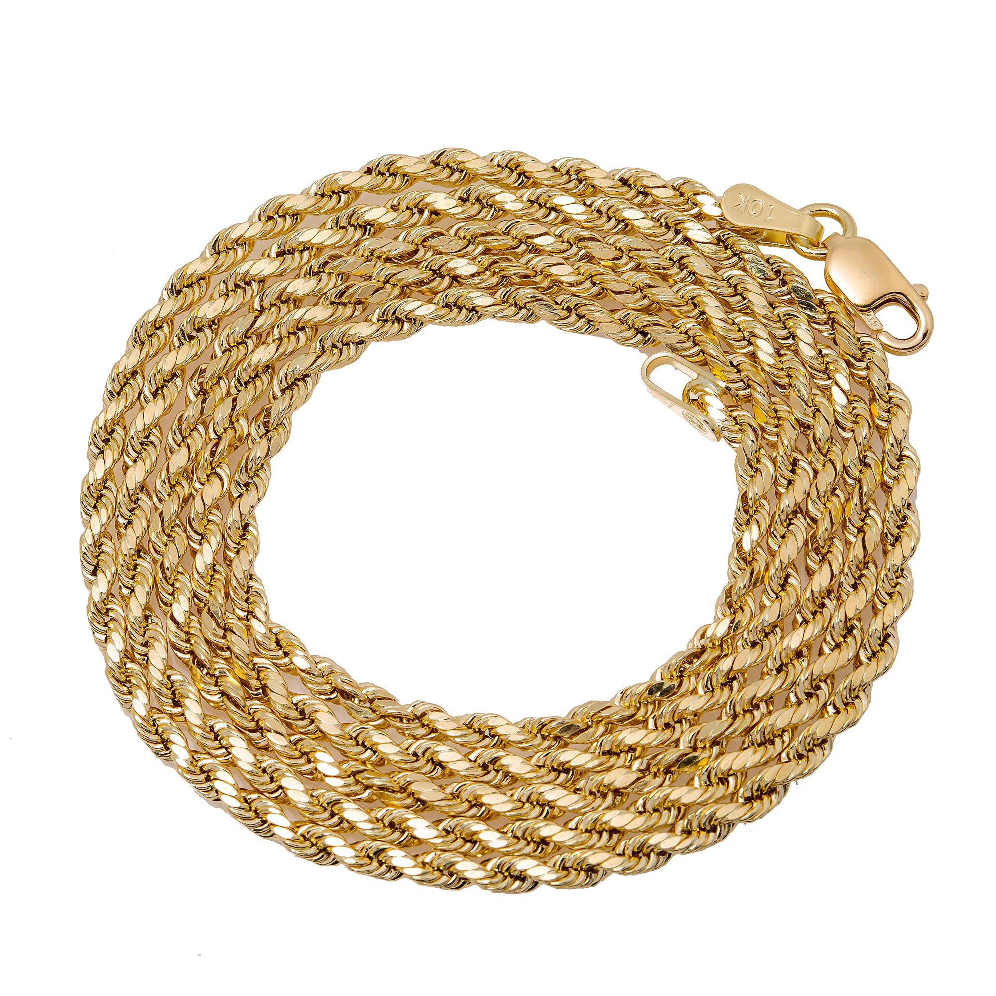 10K Yellow Gold 3mm Hollow Rope Chain Available In Sizes 18"-26"