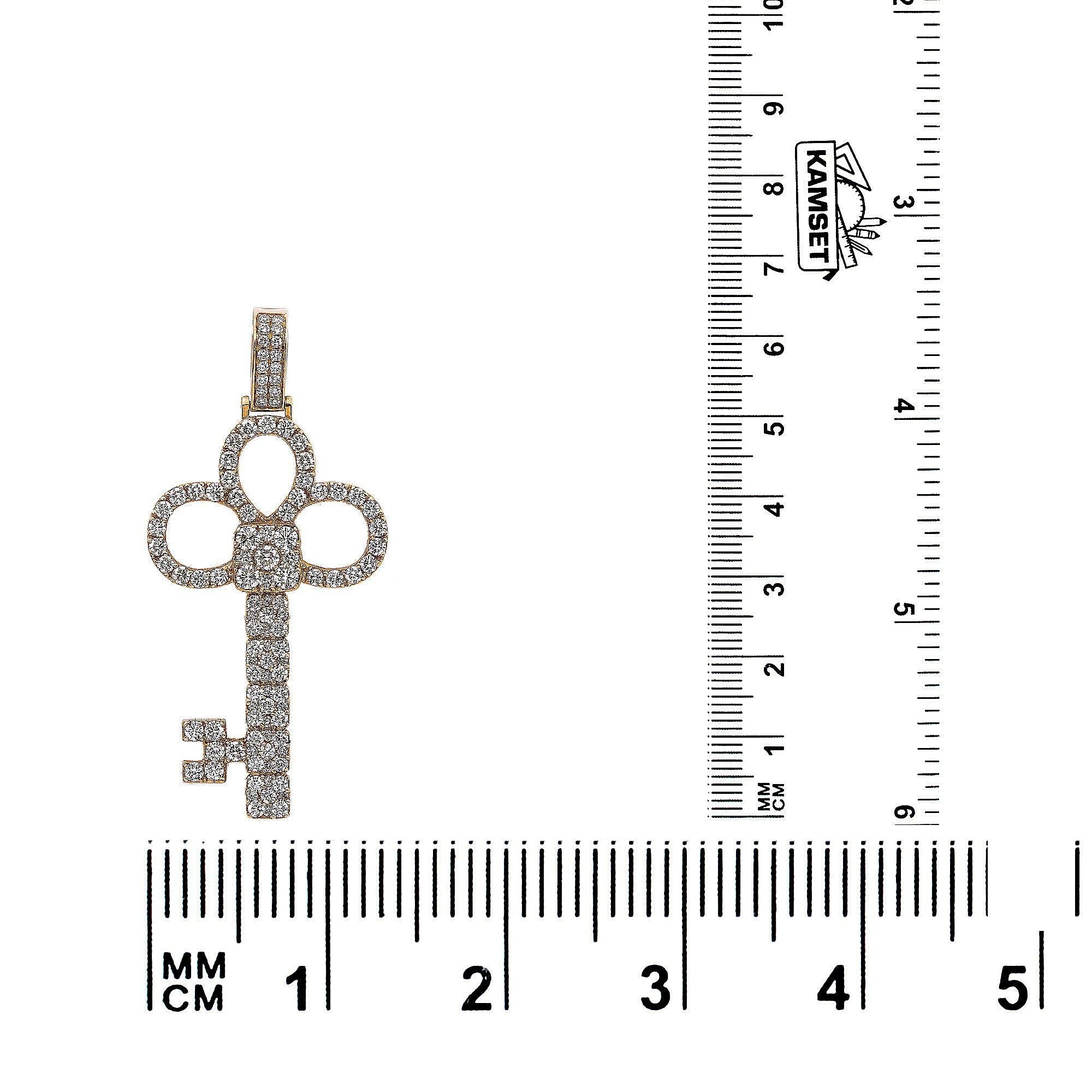 14K Yellow Gold Diamond Key Shaped Pendant