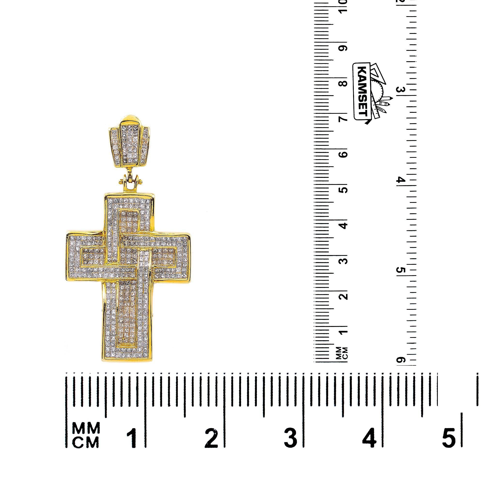 14K Yellow Gold Diamond Cross Shaped Pendant