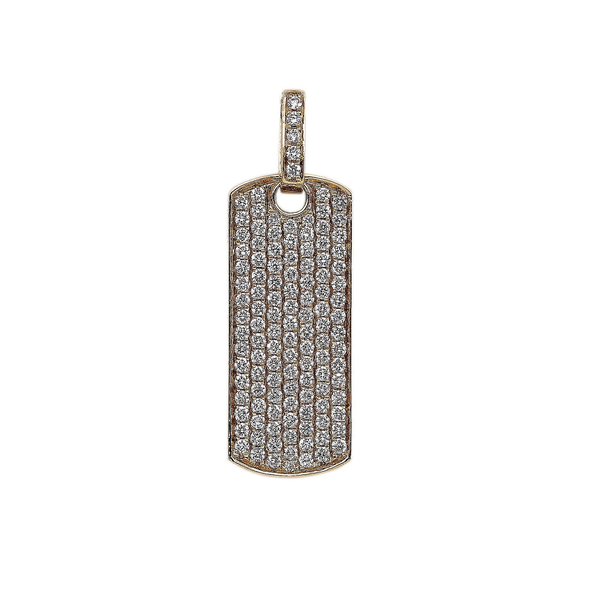 14K Yellow Gold Diamond Rectangular Shaped Pendant
