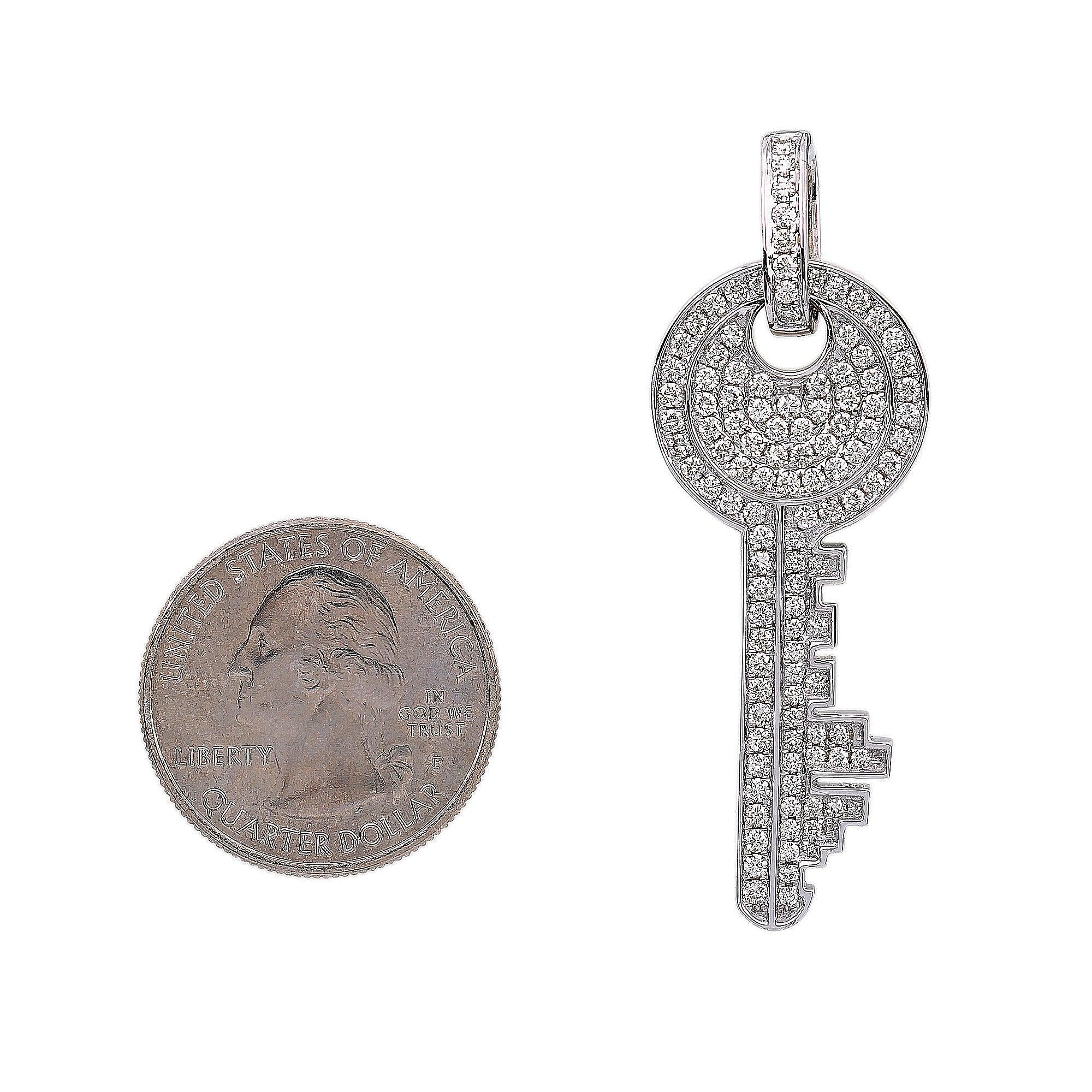 14K GOLD DIAMOND KEY PENDANT 1.62 CT