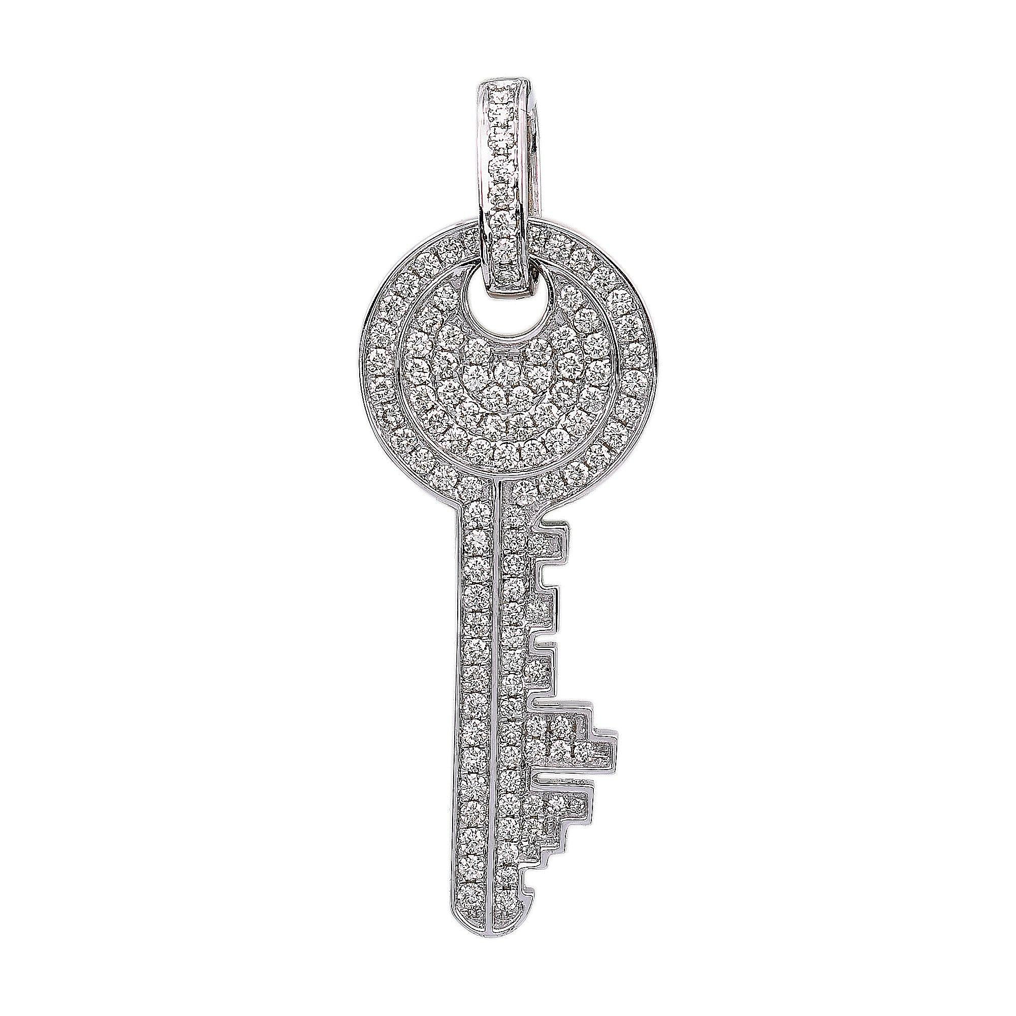 14K GOLD DIAMOND KEY PENDANT 1.62 CT
